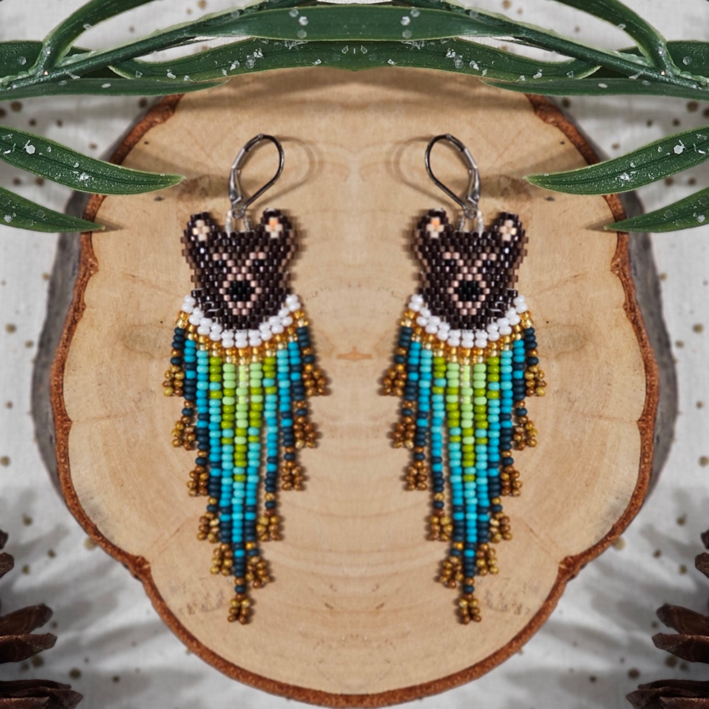✨NEW ✨Wild Spirit Collection 🐻 Grizzly bear Woolf Beading Earrings