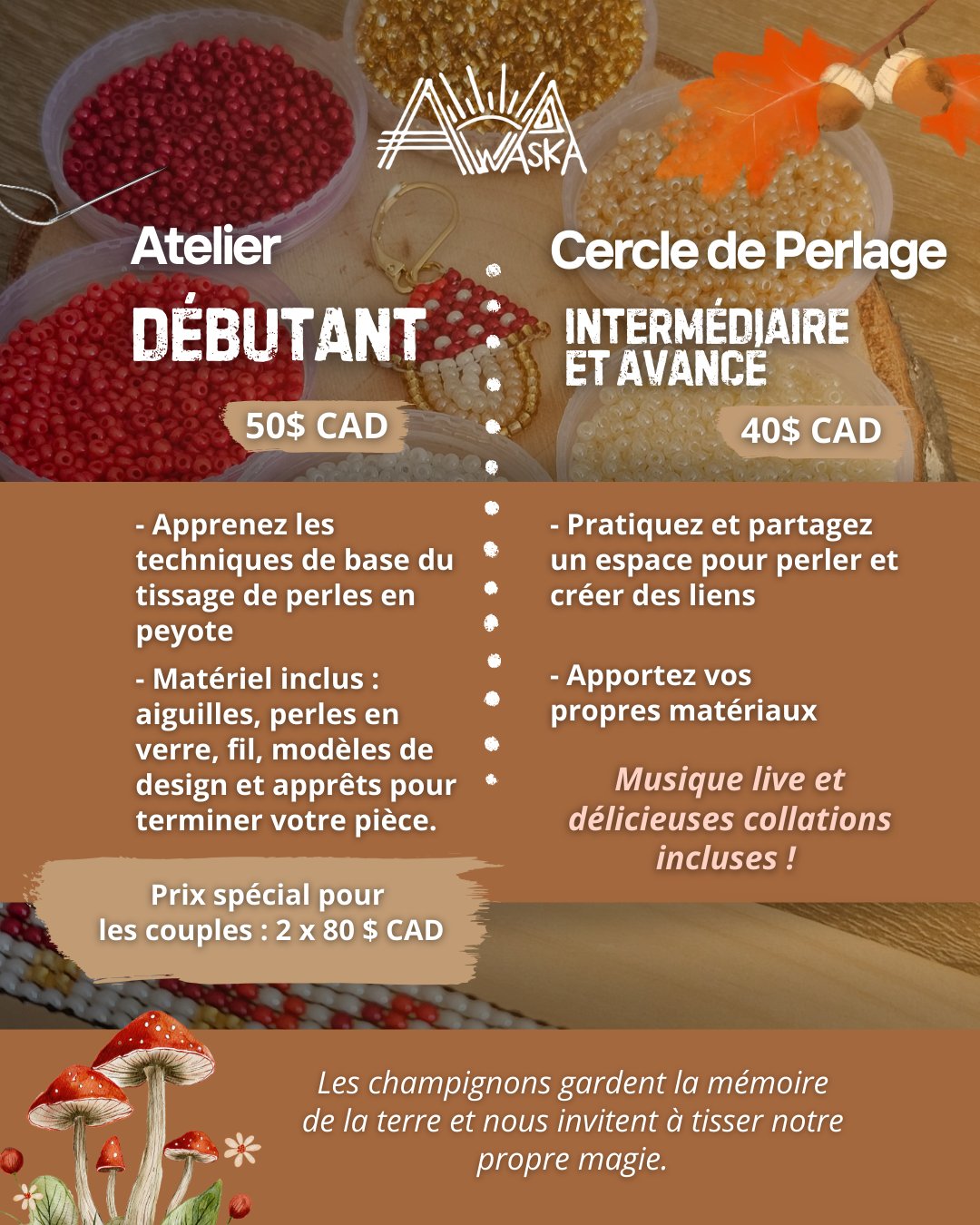 🍂🍄AUTUMN MUSHROOMS - CHARMS BEADING WORKSHOP - OCTOBER 25 🍂🍄