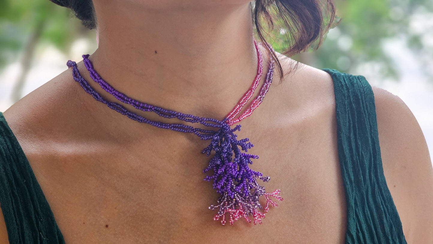 NEW 🪸 OCEAN THREADS 🪸 Beaded Coral Necklace - Orchid Reef
