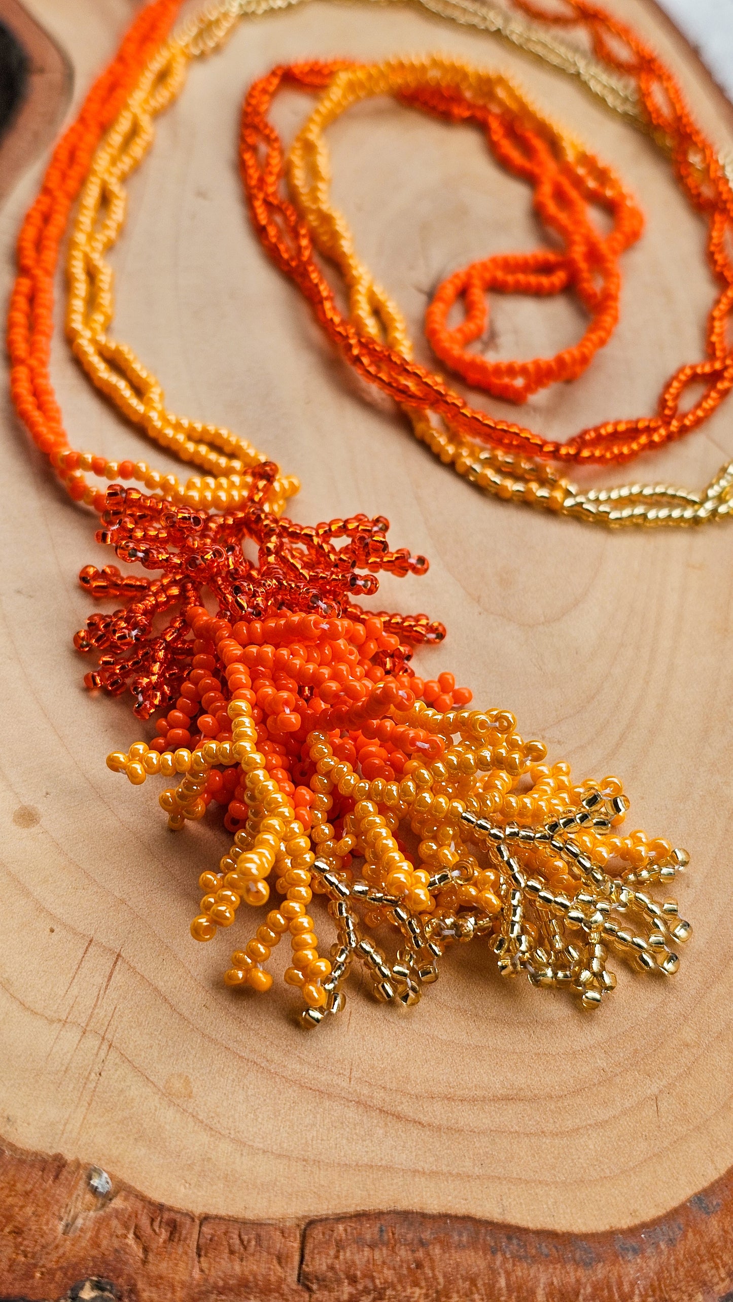 NEW 🪸 OCEAN THREADS 🪸 Beaded Coral Necklace - Sunfire Reef