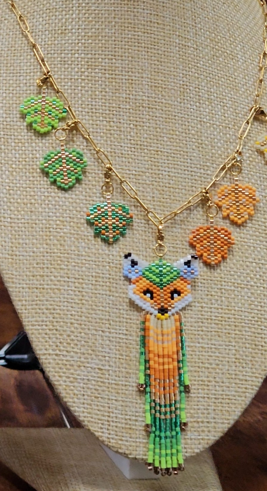 🦊🍂NEW✨Reverie🍂 Beaded Fox Leave Necklace
