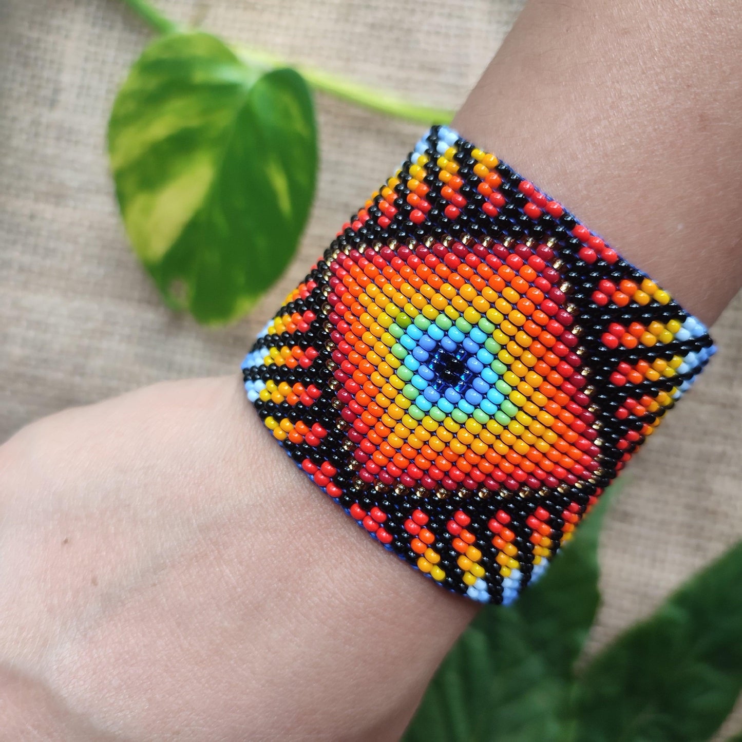 🌊🌞🔥 Sun's Eye of God Beaded Bracelet - Awaska