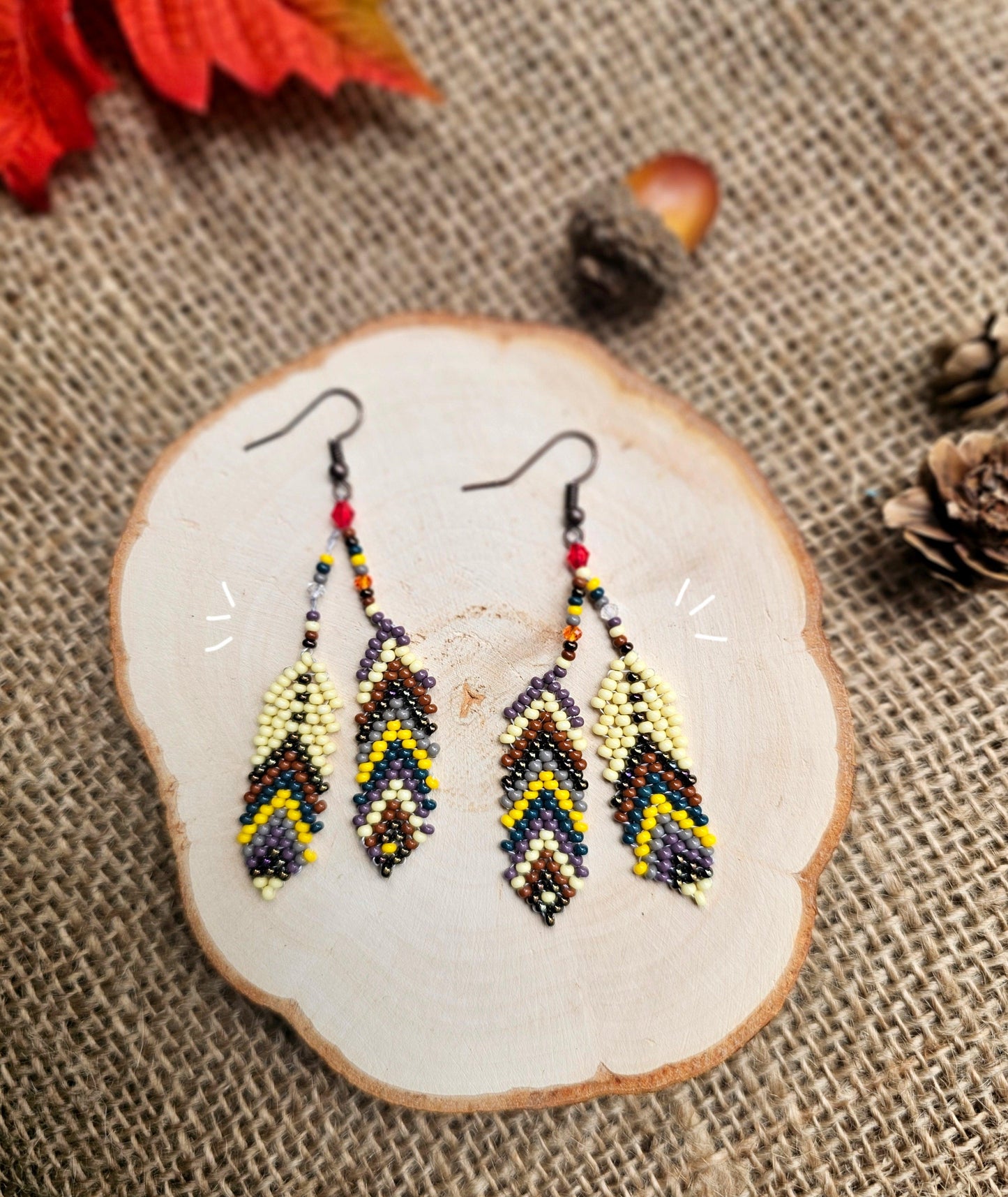 🍁🪶💫✨Magical Feathers Beading Earrings 🪶✨🍂 - Awaska