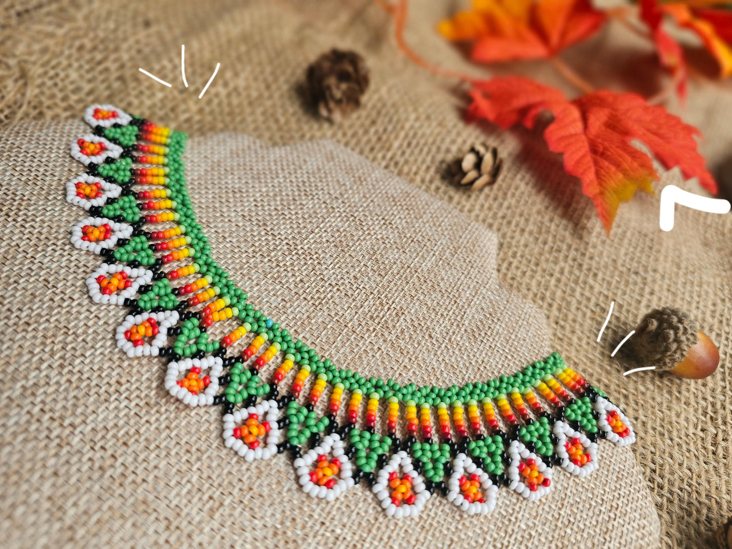 🍁🍂🍃✨ Falling Leaves Beaded Necklace🍂🍃✨ - Awaska