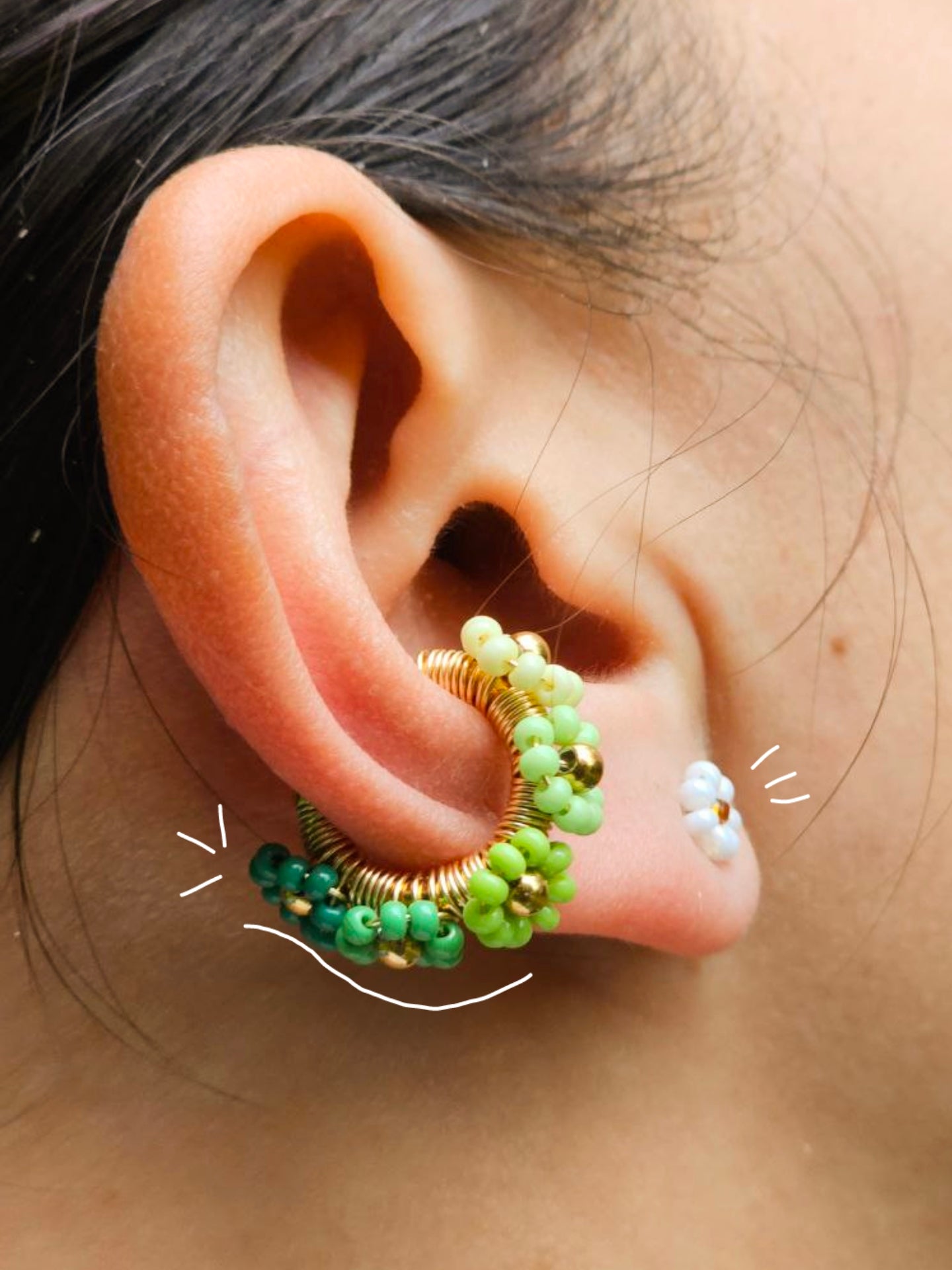 🌼✨🧡Sound of flowers Beaded Ear Cuff - Awaska