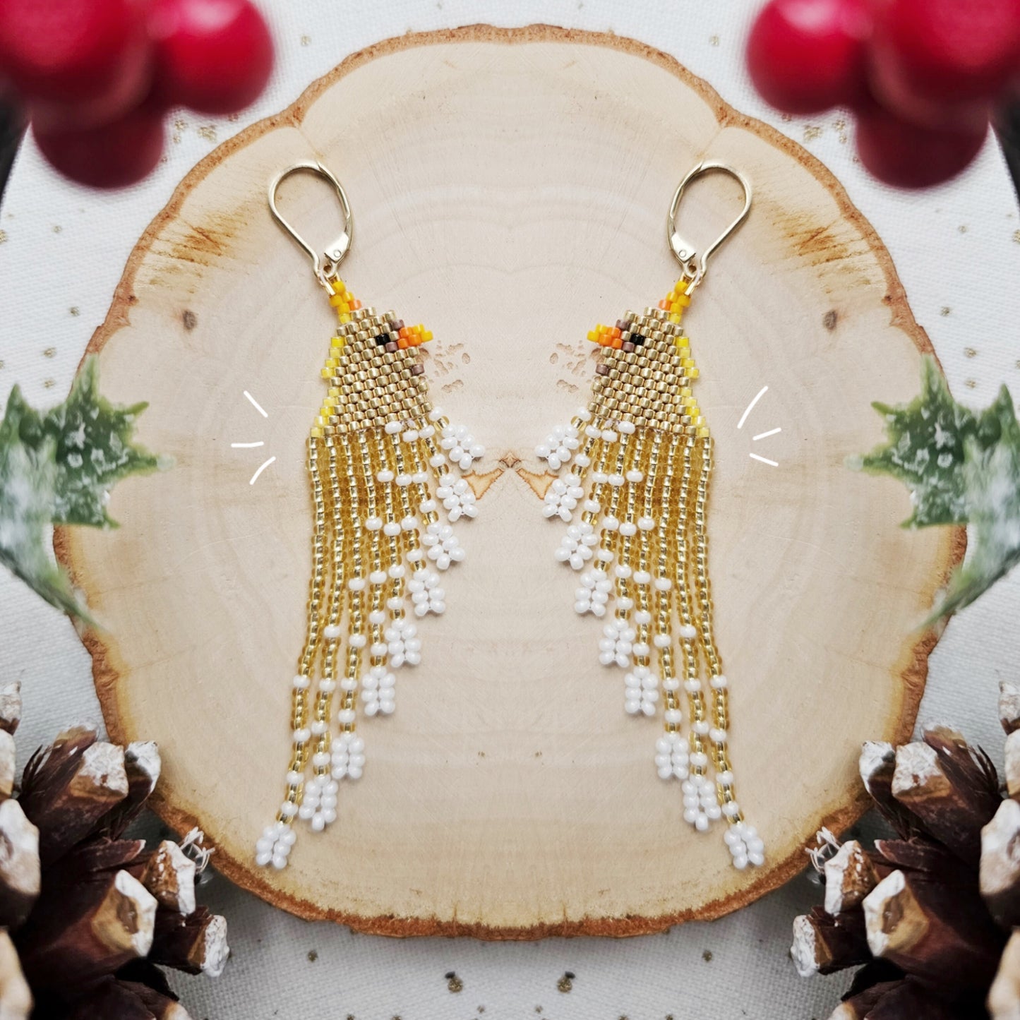 ✨🐦🤍CANADIAN BIRDS COLLECTION ❄️ Northen Cardinal Earrings ❄️ - Awaska