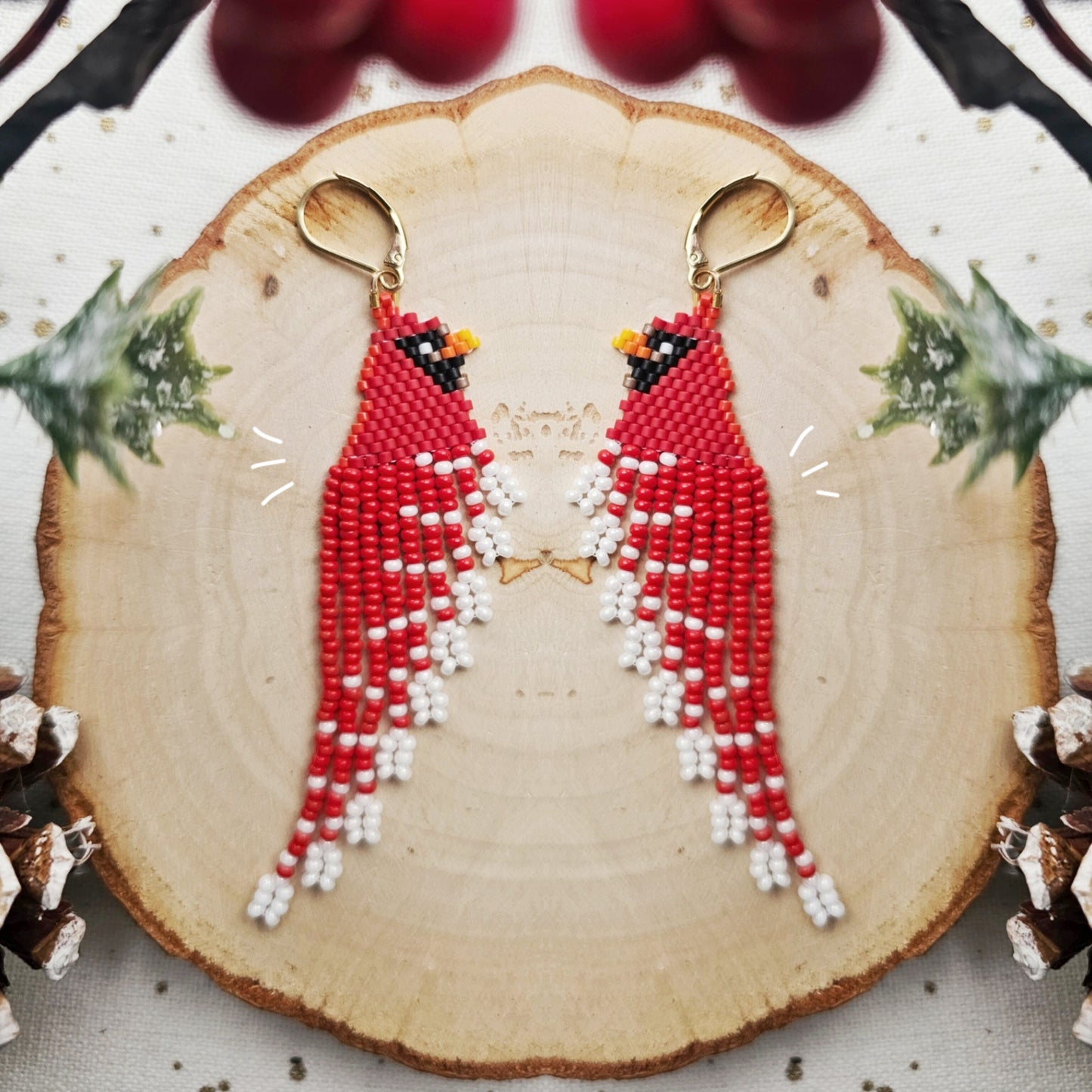 ✨🐦🤍CANADIAN BIRDS COLLECTION ❄️ Northen Cardinal Earrings ❄️ - Awaska