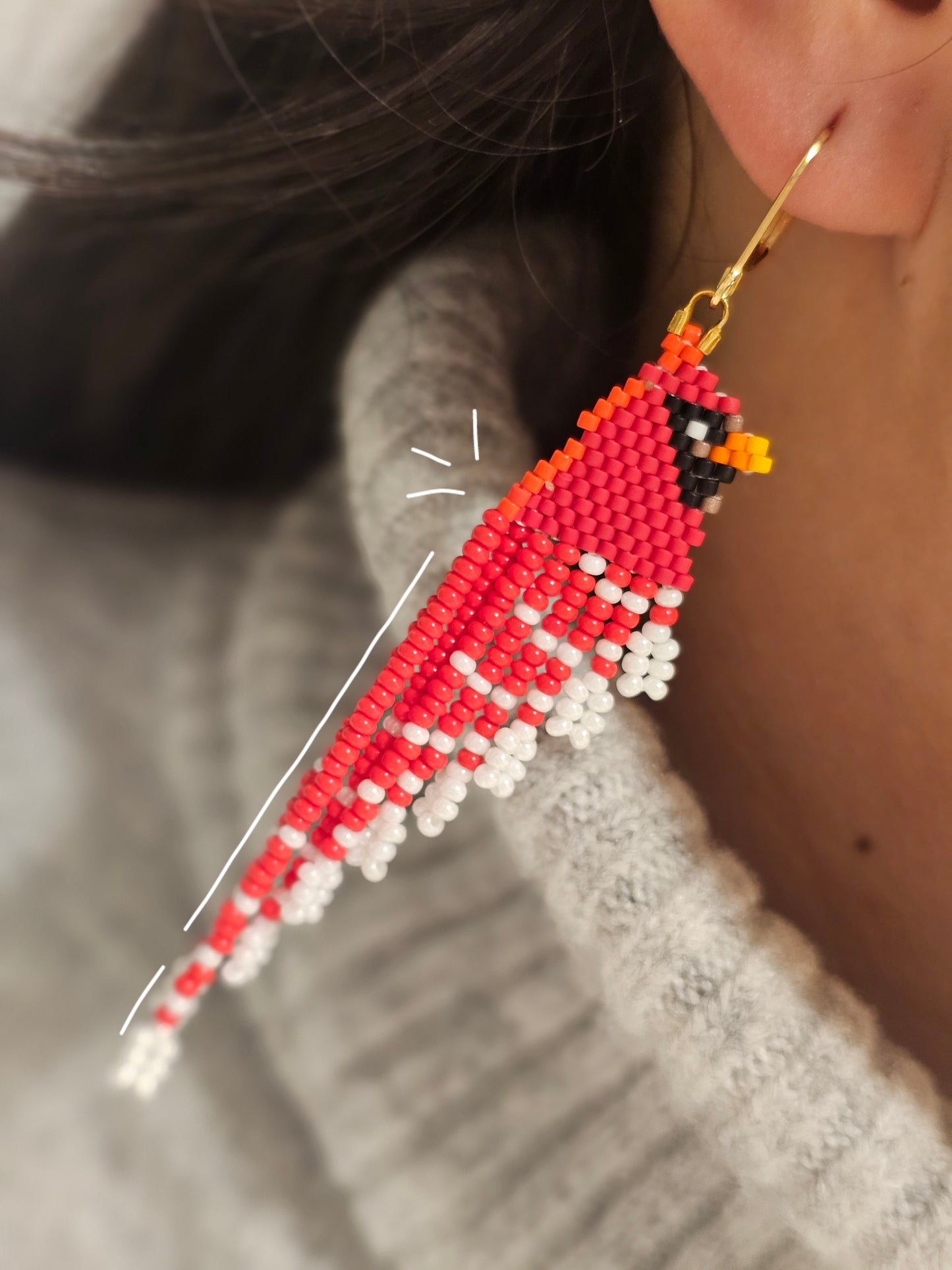 ✨🐦🤍CANADIAN BIRDS COLLECTION ❄️ Northen Cardinal Earrings ❄️ - Awaska