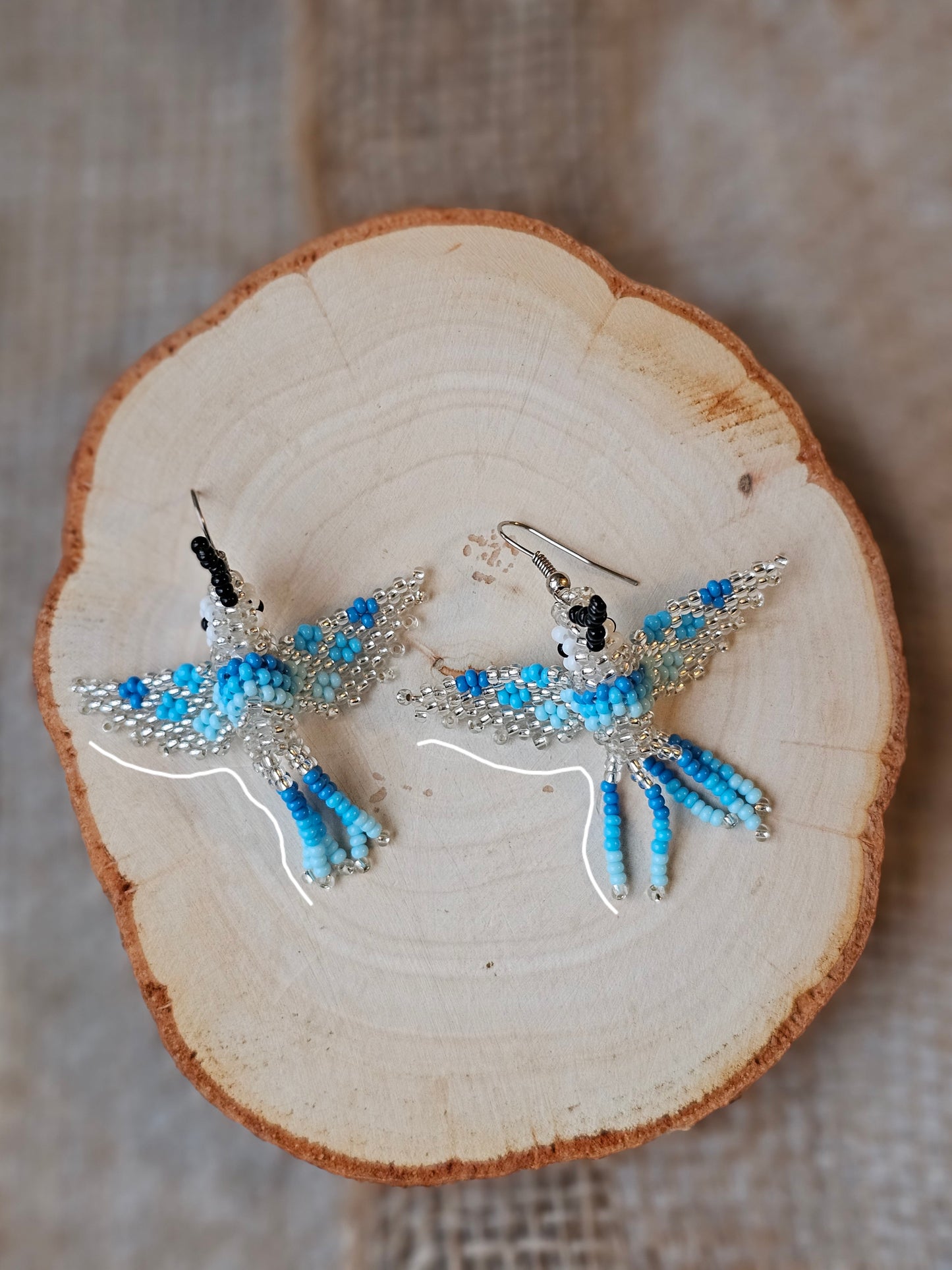 💠✨WINTER SPRING HUMMINGBIRD BEADED EARRINGS ✨💙 - Awaska