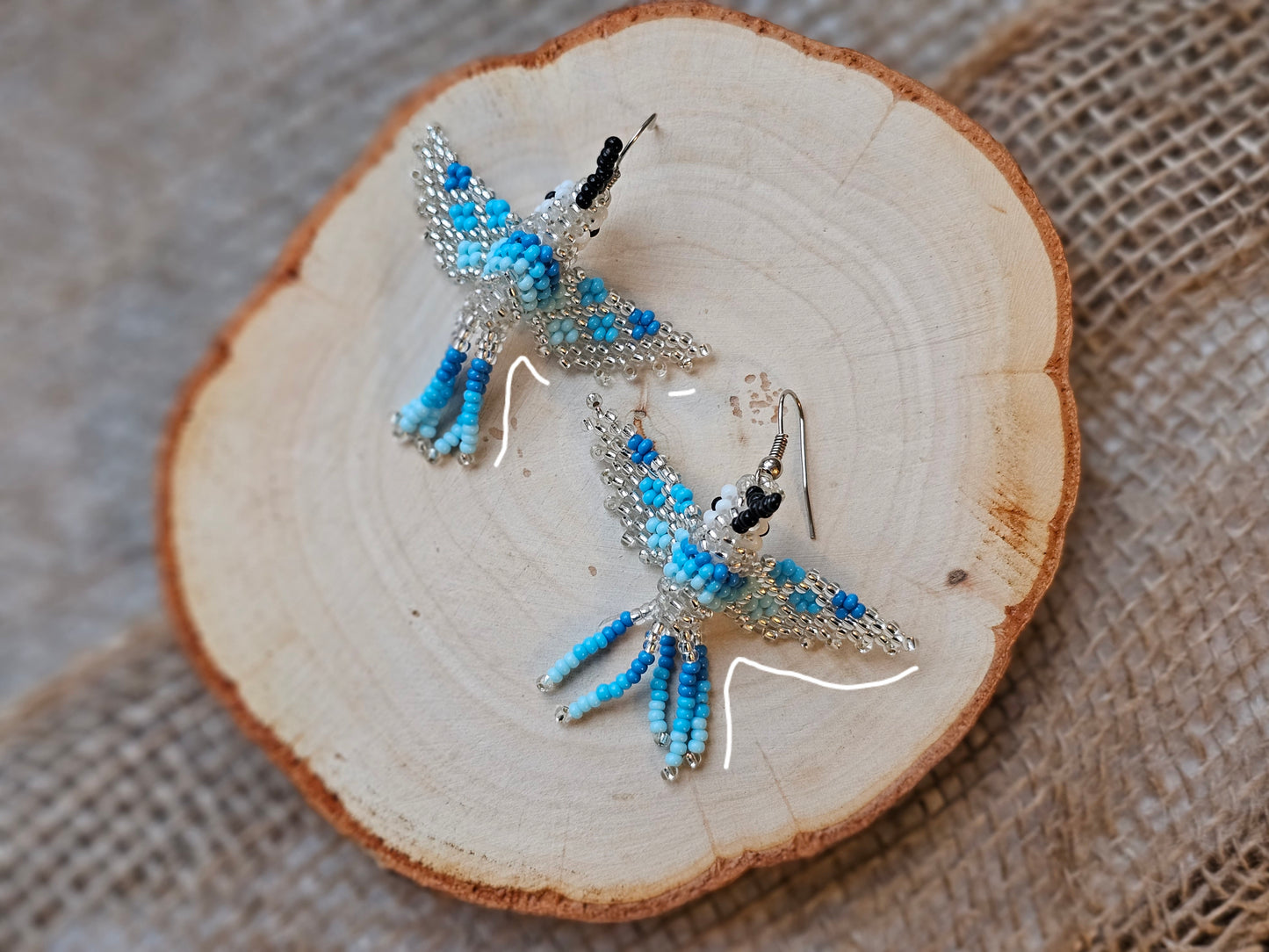 💠✨WINTER SPRING HUMMINGBIRD BEADED EARRINGS ✨💙 - Awaska