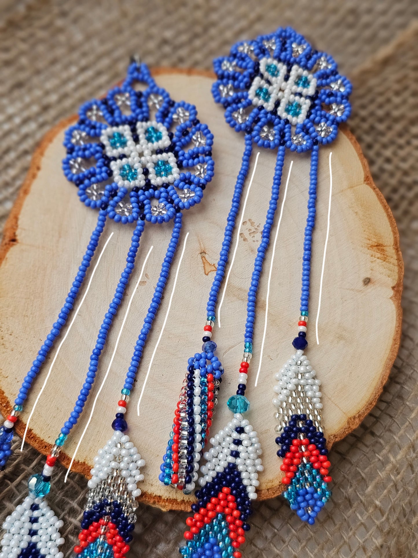 💠✨MAXI FLOWERS BEADED EARRINGS ✨💙 - Awaska