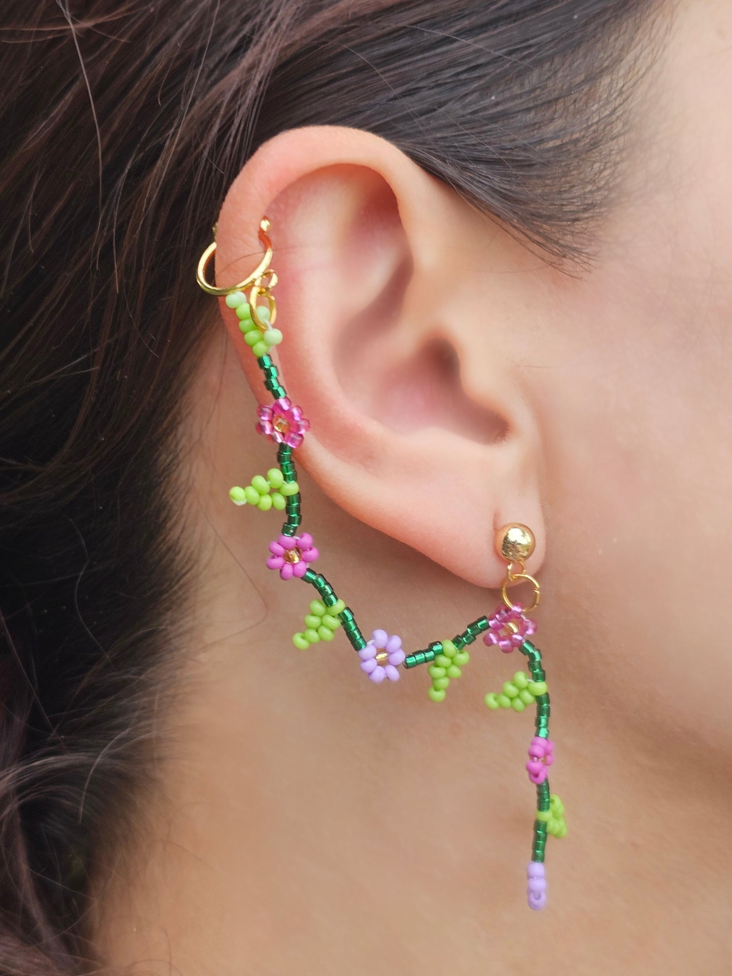 🌺 Sound of flowers Beaded Ear Cuff ✨