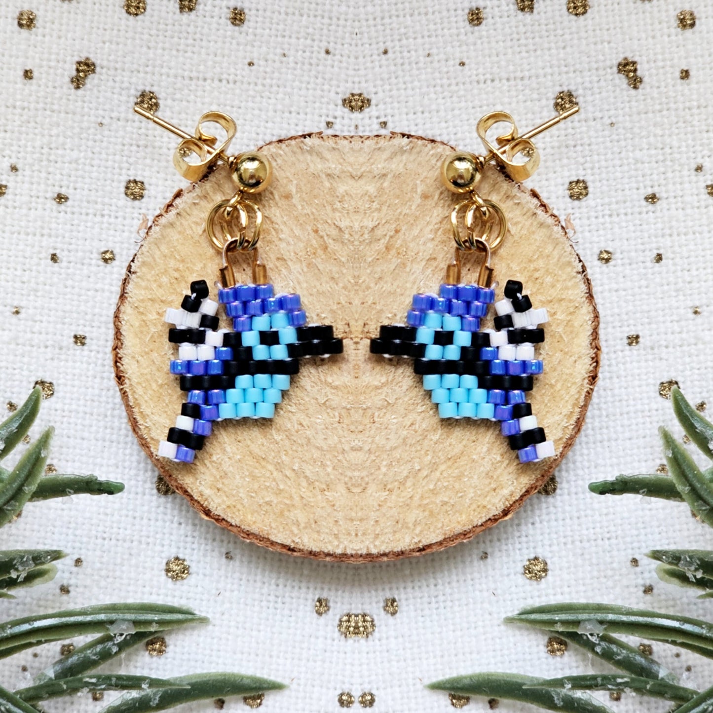 🌟NEW🌟 Mini Bluejay beaded earrings
