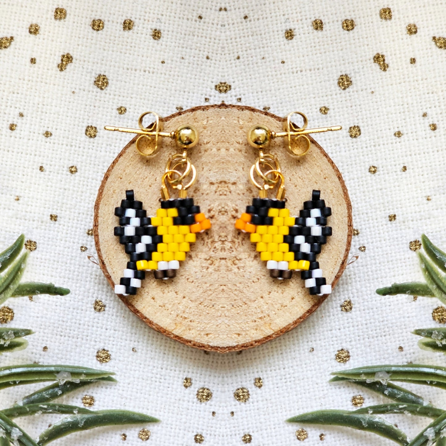 🌟NEW🌟 Mini American Goldfinch beaded earrings