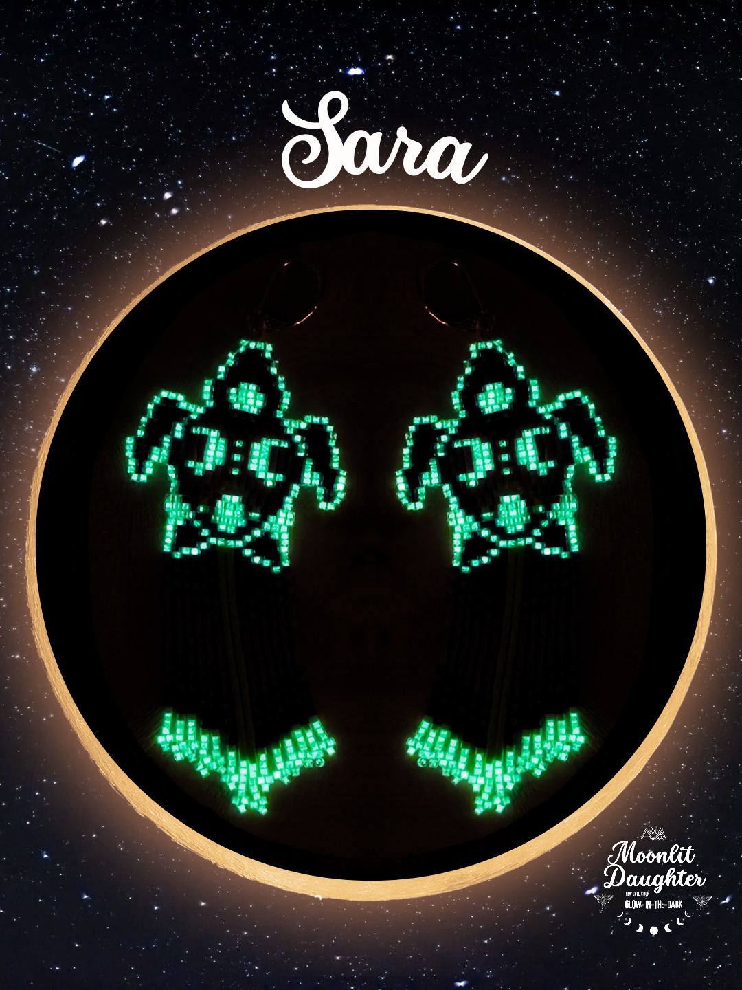 🌙 NEW ✨ SARA 🌟 Glow-in-the-Dark Turtle Beaded Earrings🌙✨