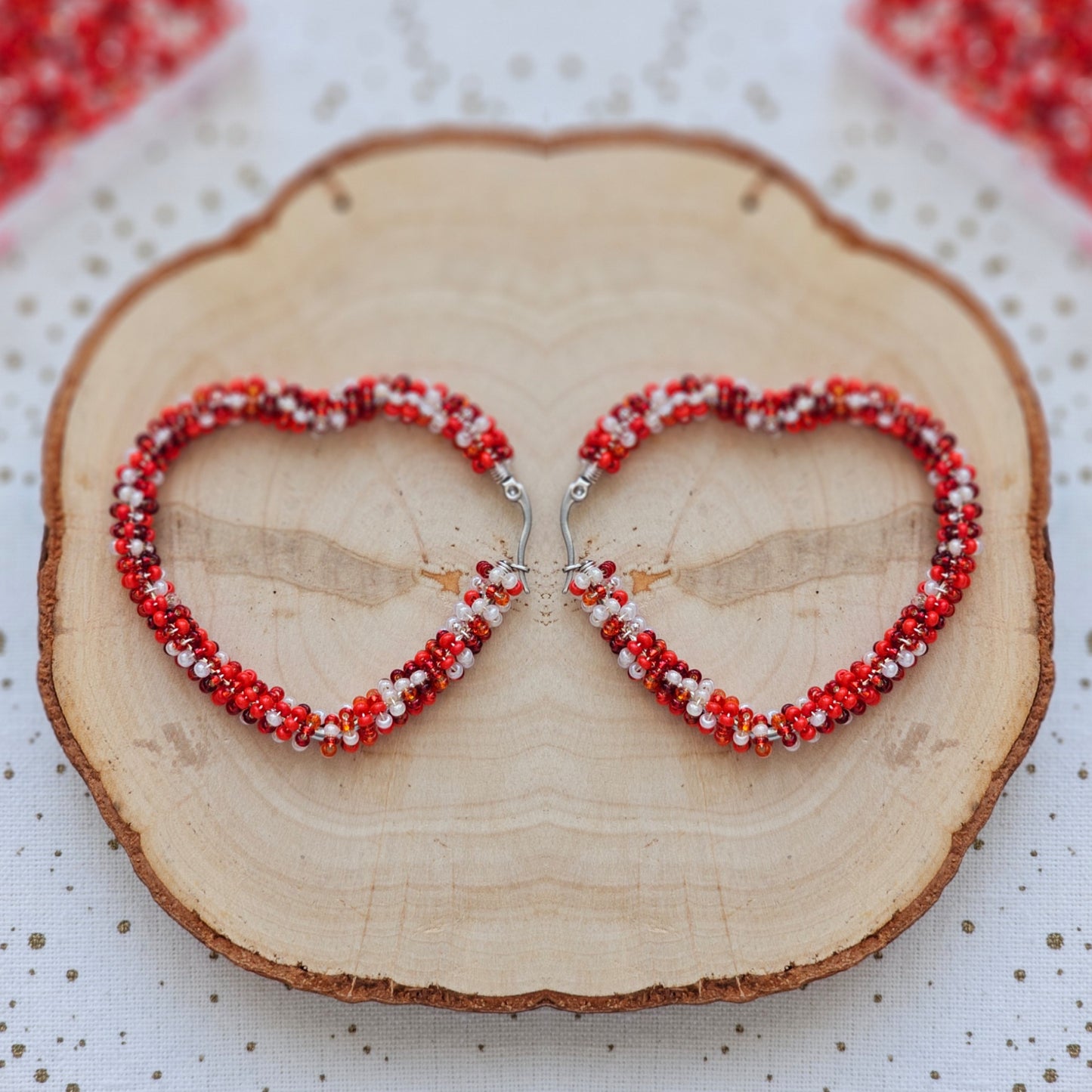 ❤️ Infinity Love Beaded Earrings ❤️ Red