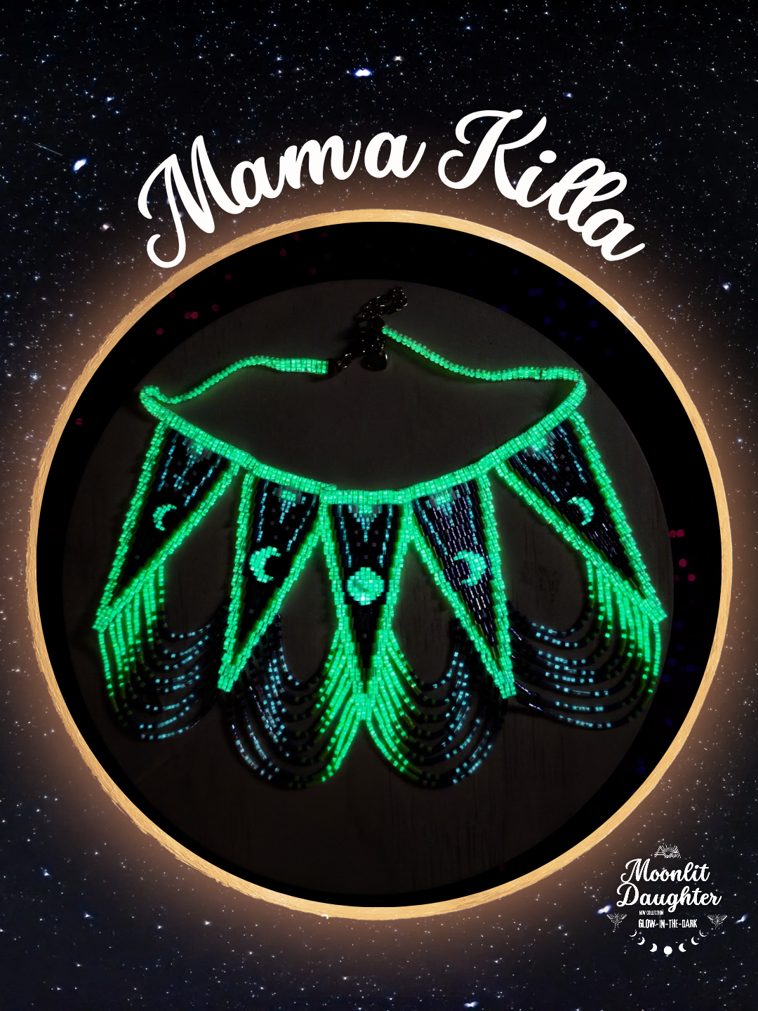 🌙 NEW ✨ MAMA KILLA 🌟 Glow-in-the-Dark Moon Phase Necklace 🌙✨