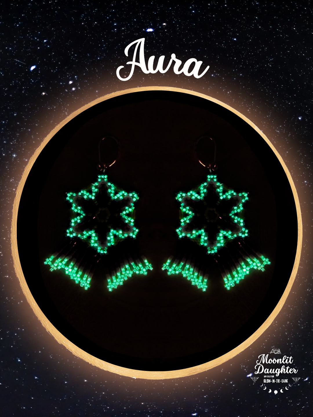 🌙 NEW ✨ AURA 🌟 Glow-in-the-Dark Flower Beaded Earrings🌙✨