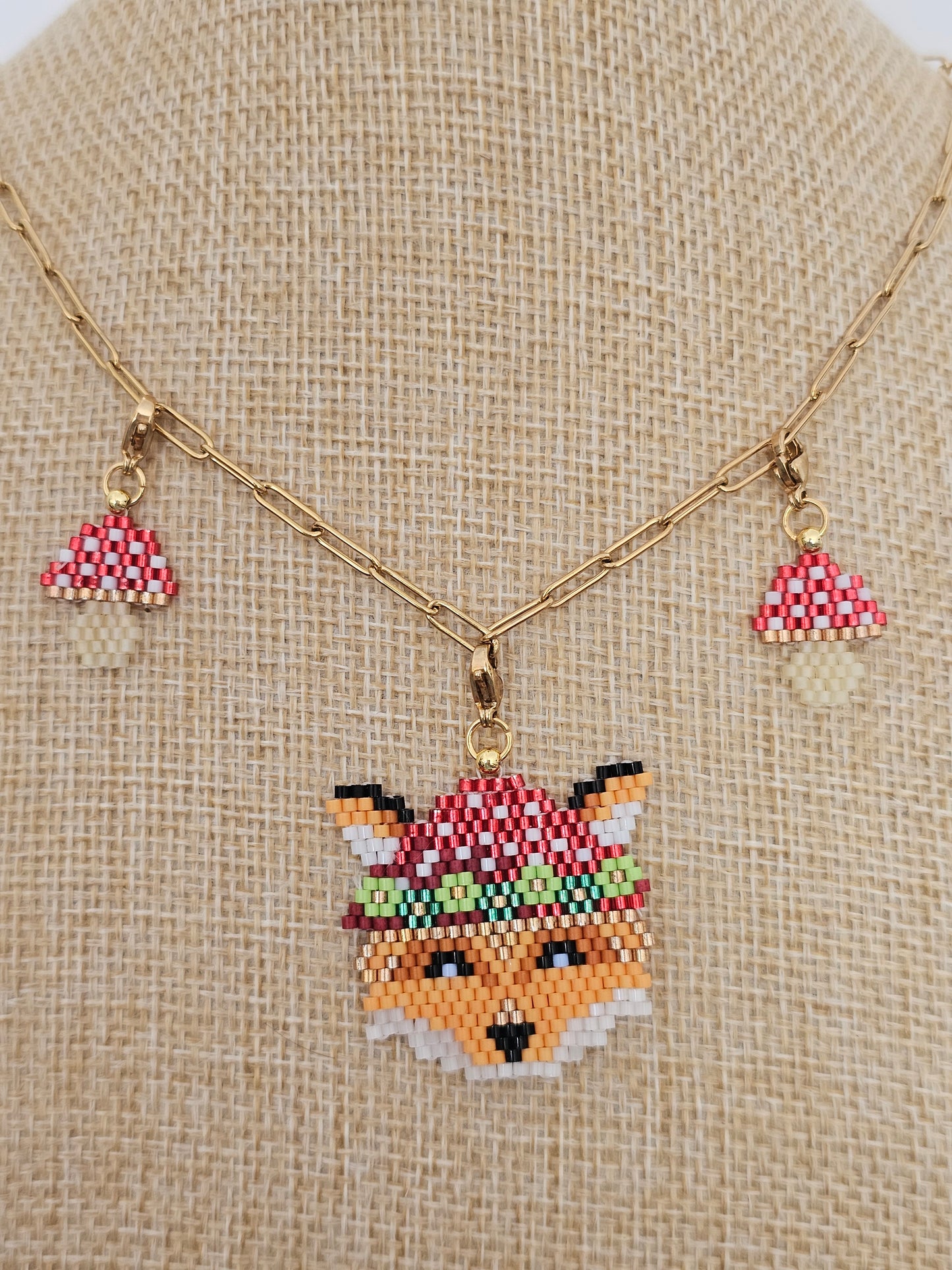 🦊🍁NEW🍂 Reverie ✨Beaded Fox Mushroom Charm Necklace