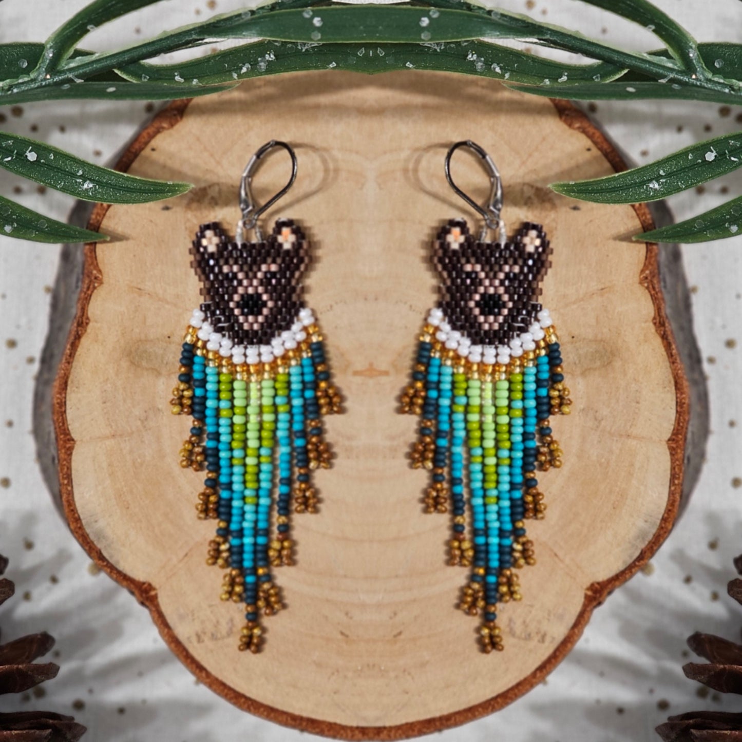 ✨NEW ✨Wild Spirit Collection 🐻 Grizzly bear Woolf Beading Earrings