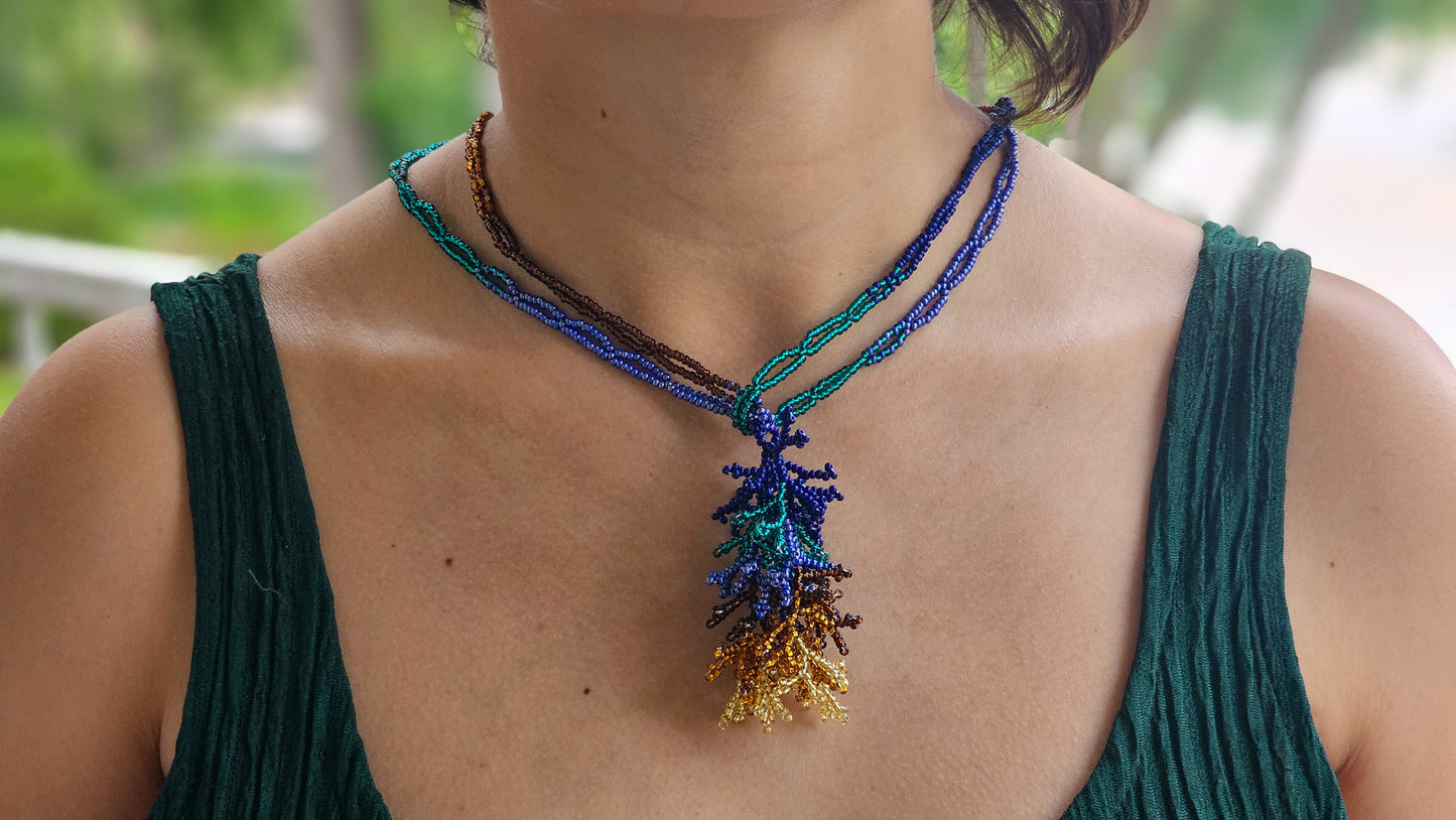 NEW 🪸 OCEAN THREADS 🪸 Beaded Coral Necklace - Lagoon Glow
