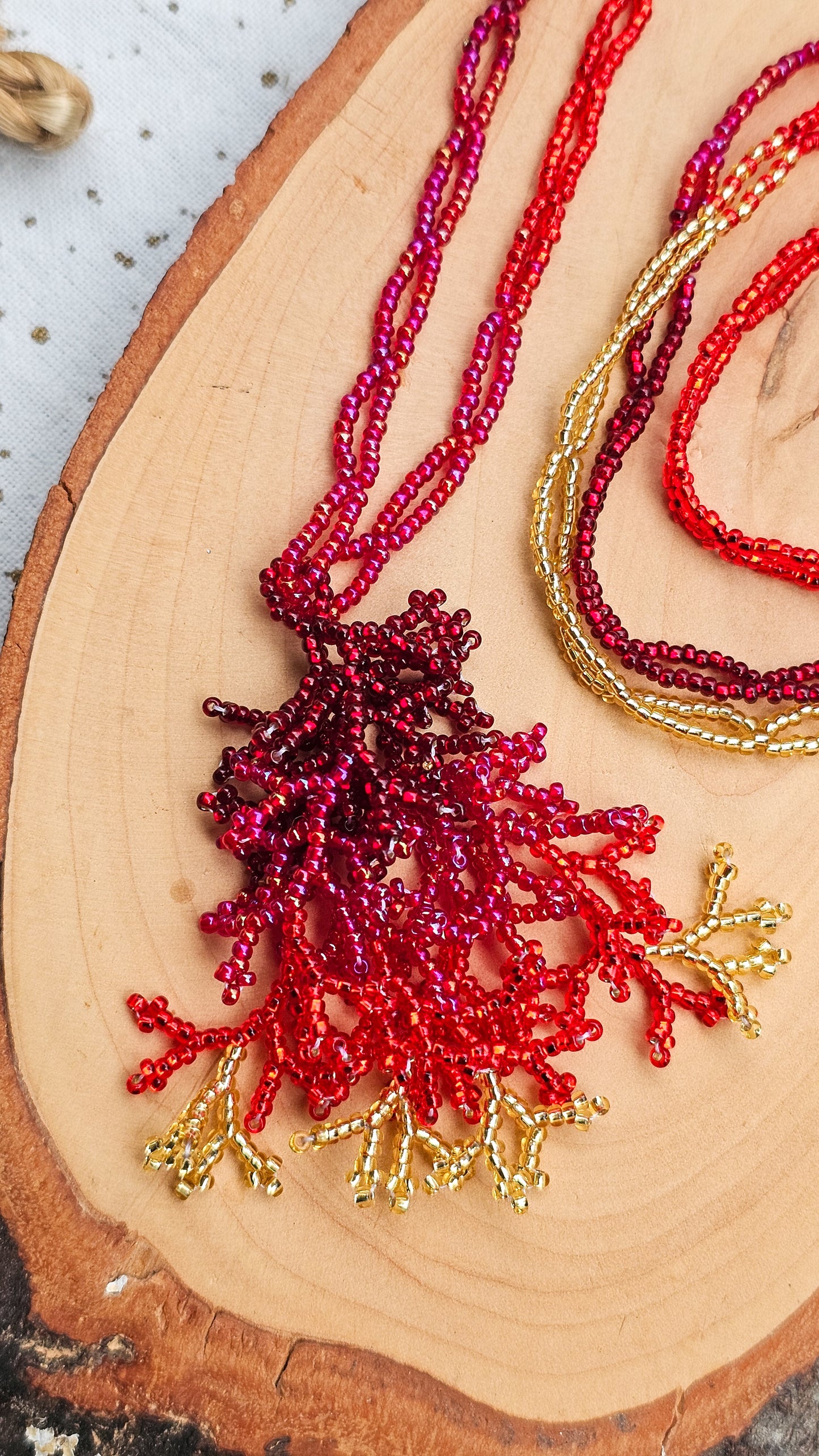 NEW 🪸 OCEAN THREADS 🪸 Beaded Coral Necklace - Crimson Reef