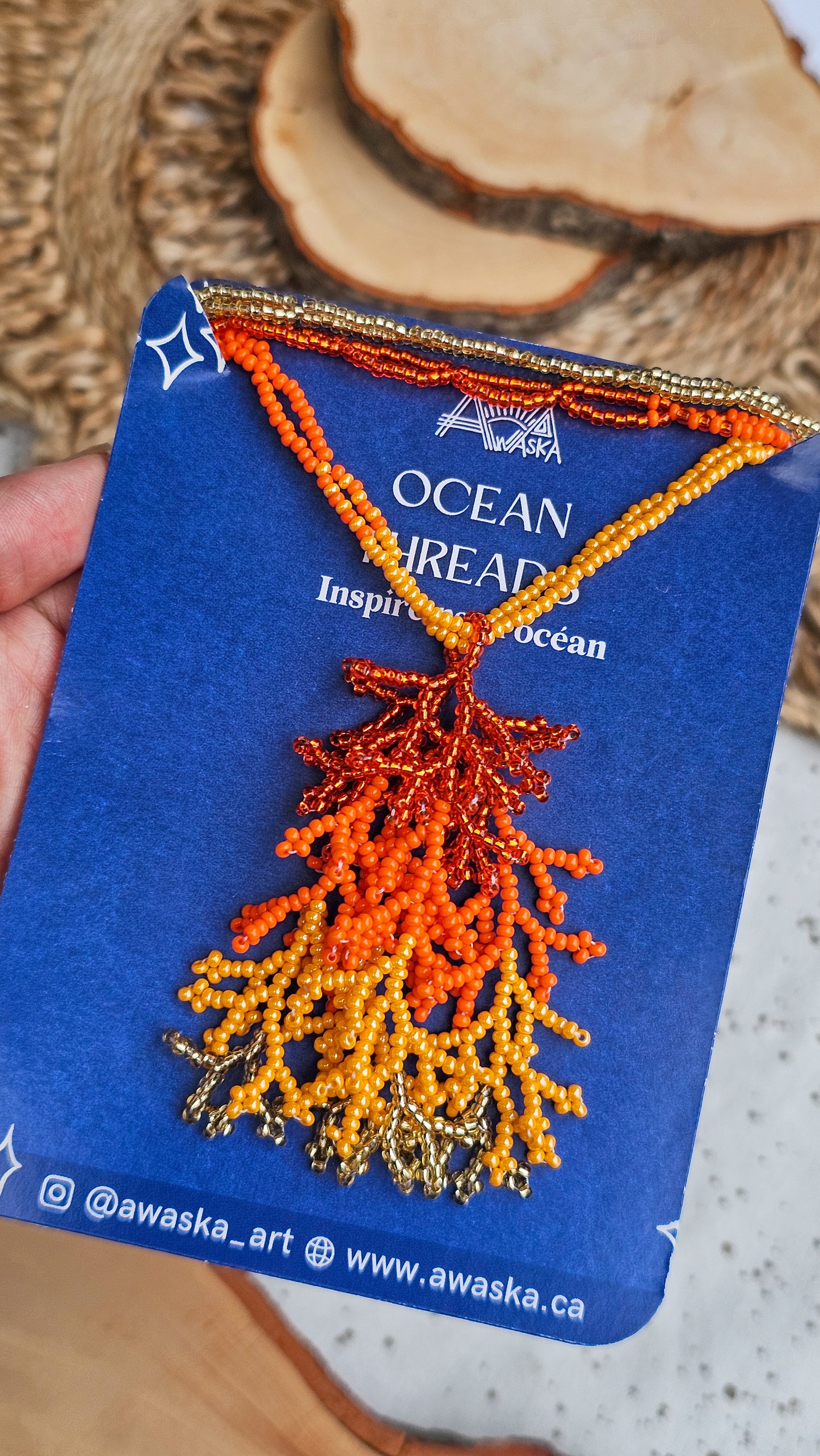NEW 🪸 OCEAN THREADS 🪸 Beaded Coral Necklace - Sunfire Reef