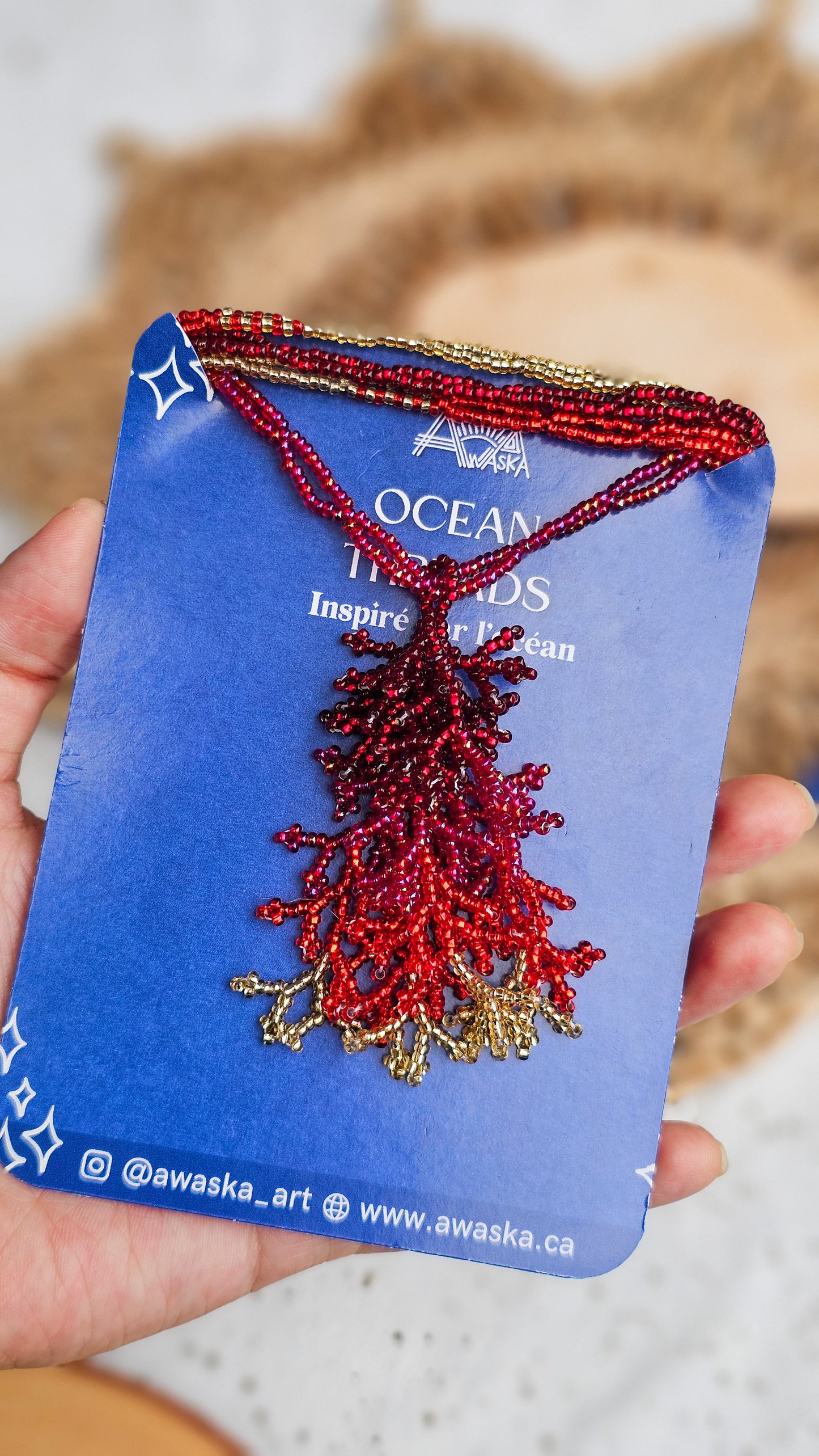 NEW 🪸 OCEAN THREADS 🪸 Beaded Coral Necklace - Crimson Reef