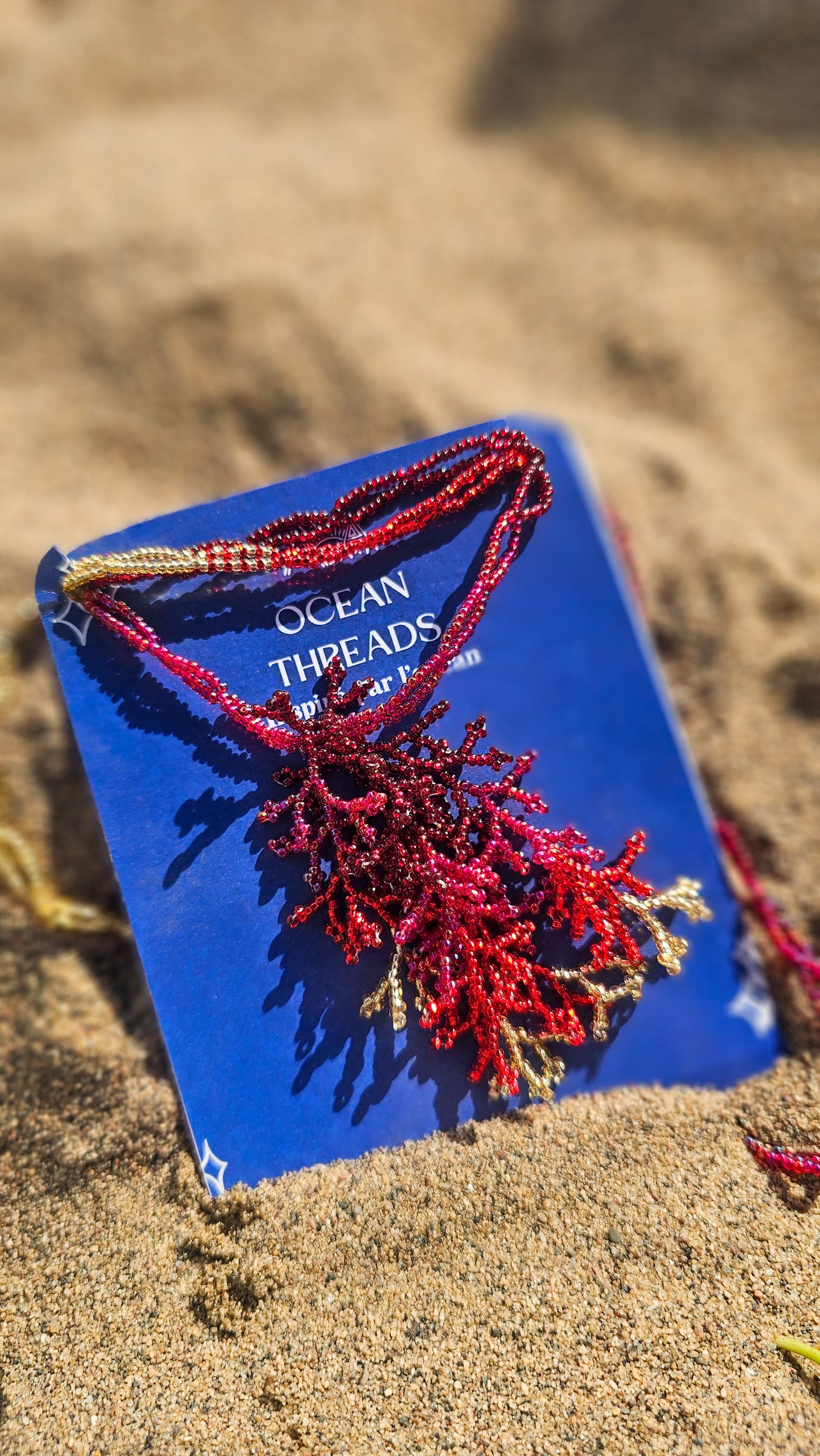 NEW 🪸 OCEAN THREADS 🪸 Beaded Coral Necklace - Crimson Reef