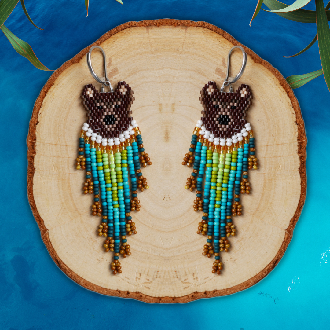 ✨NEW ✨Wild Spirit Collection 🐻 Grizzly bear Woolf Beading Earrings