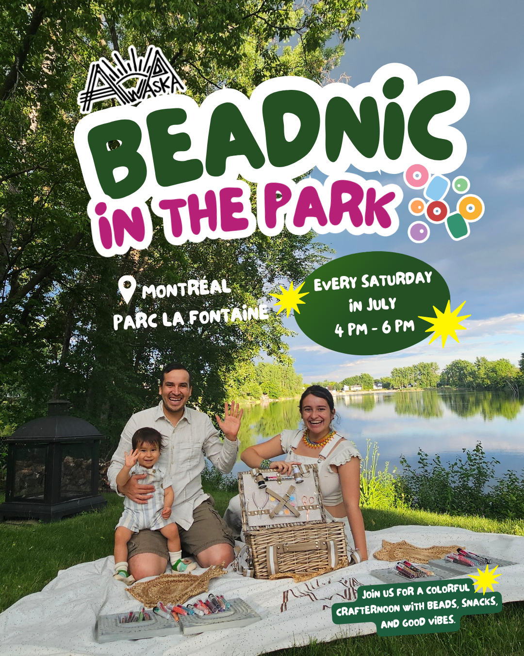 🧺 ✨🌈 Beadnic in the Park – July Beading Workshops 💛