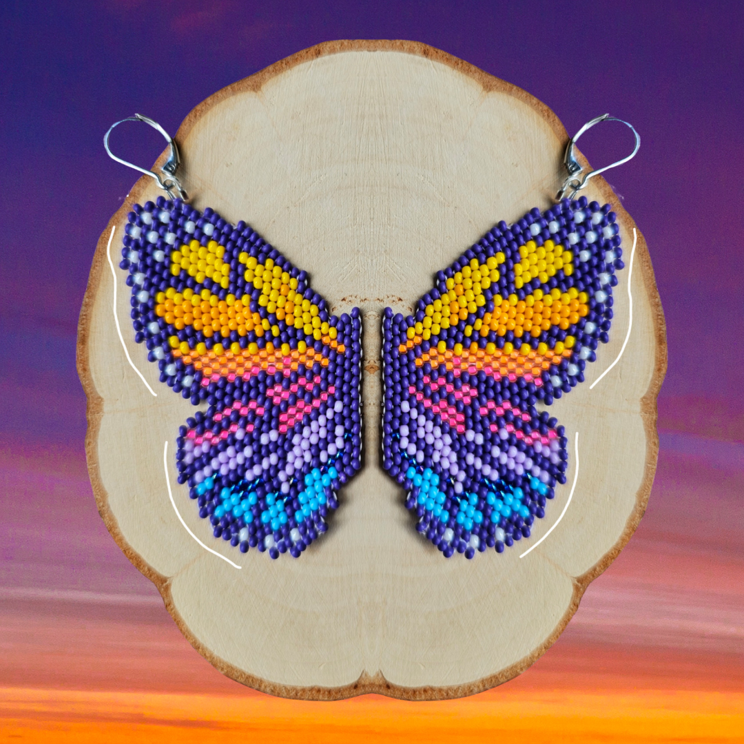 ✨ SUNSET BUTTERFLY ✨💜 Beaded Earrings 🦋