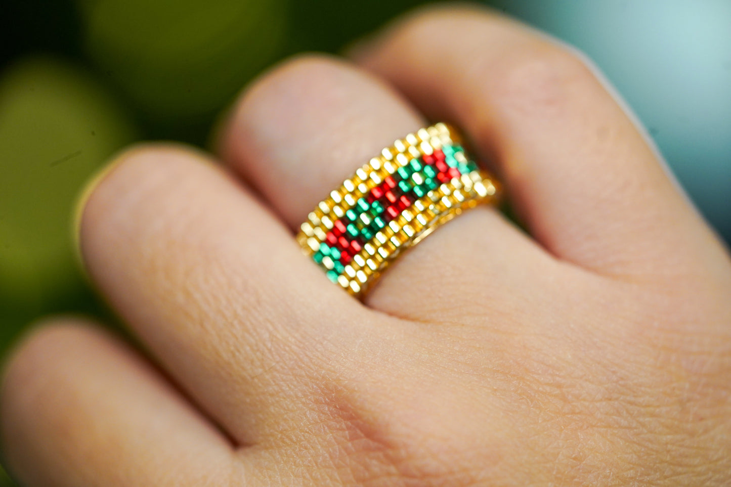 ❤️🎄NEW🎄❤️ Sound of Flowers Christmas Beaded Ring  ✨