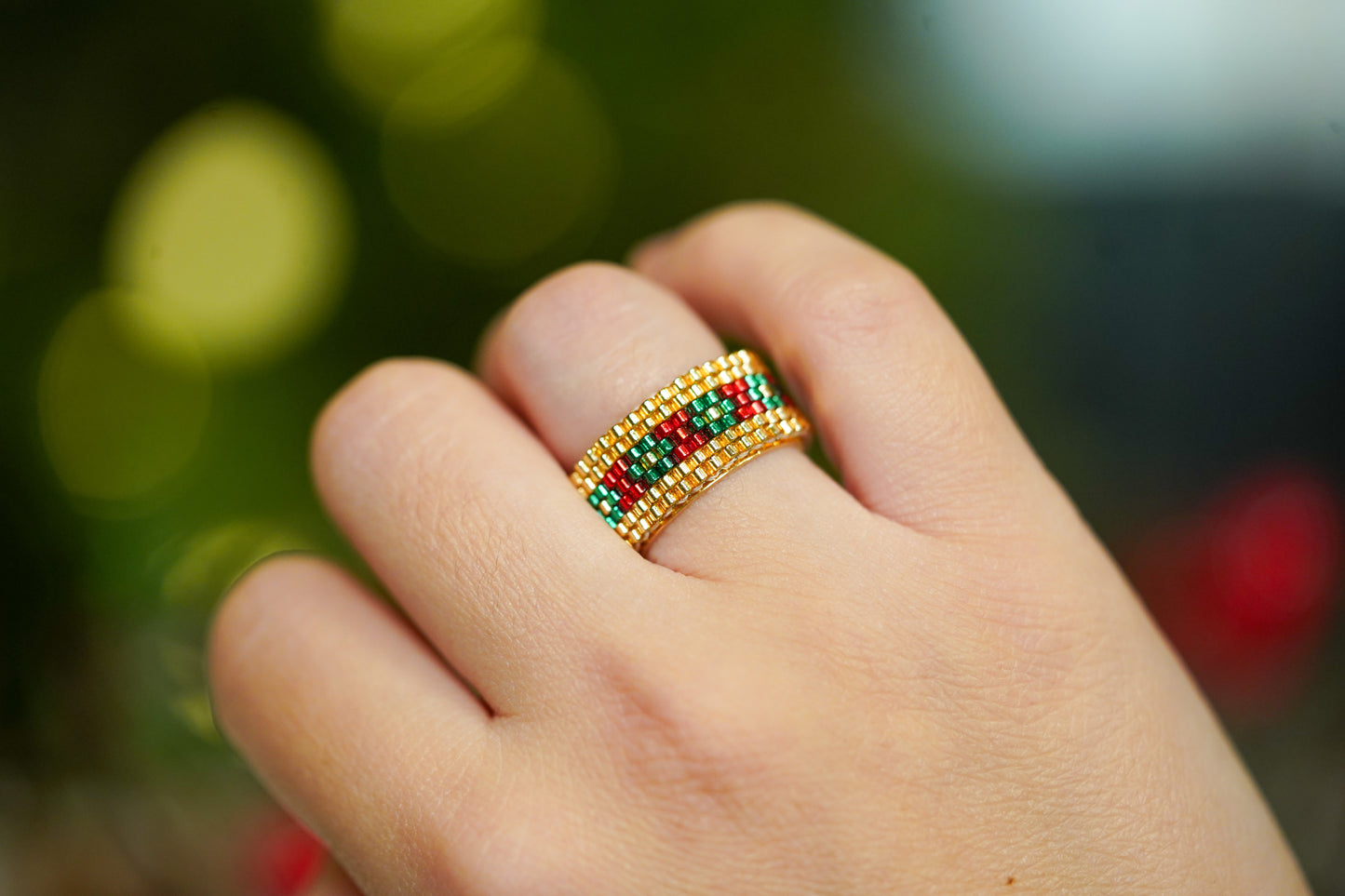 ❤️🎄NEW🎄❤️ Sound of Flowers Christmas Beaded Ring  ✨