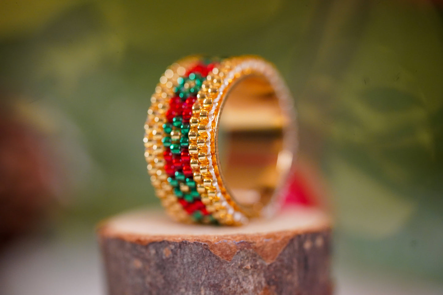 ❤️🎄NEW🎄❤️ Sound of Flowers Christmas Beaded Ring  ✨