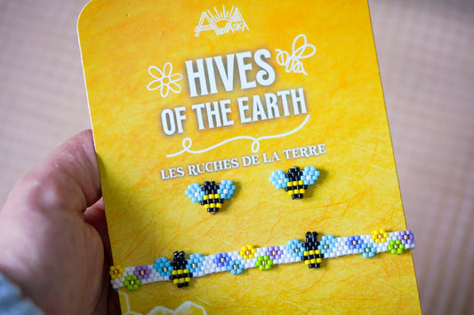 💛✨ NEW✨🐝 HIVES OF THE EARTH ✨ SET — Mini Bee Beaded Earrings & Wildflower Beaded Bracelet
