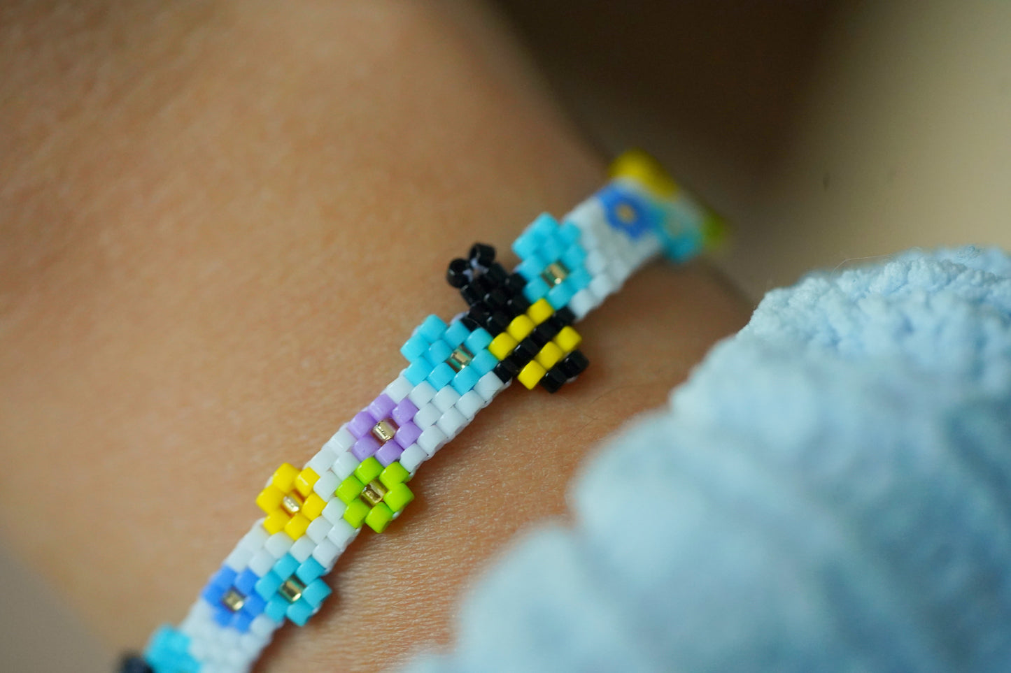 💛✨ NEW✨🐝 HIVES OF THE EARTH ✨ SET — Mini Bee Beaded Earrings & Wildflower Beaded Bracelet