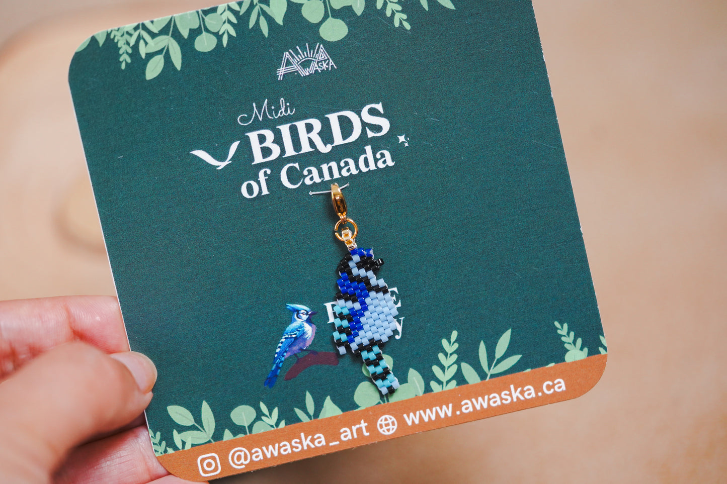 🌟 NEW✨ BEADED CHARMS ♥️ BIRDS OF CANADA (Medium) ✨ Blue Jay