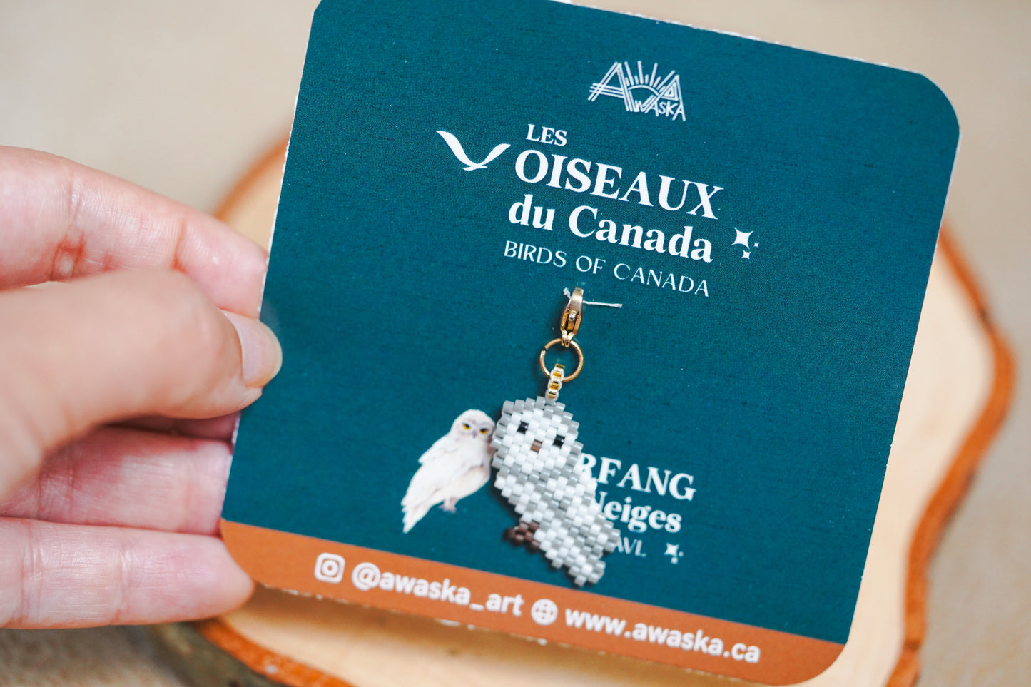 🌟 NEW✨ BEADED CHARMS ♥️ BIRDS OF CANADA (Medium) ✨ Snowy Owl