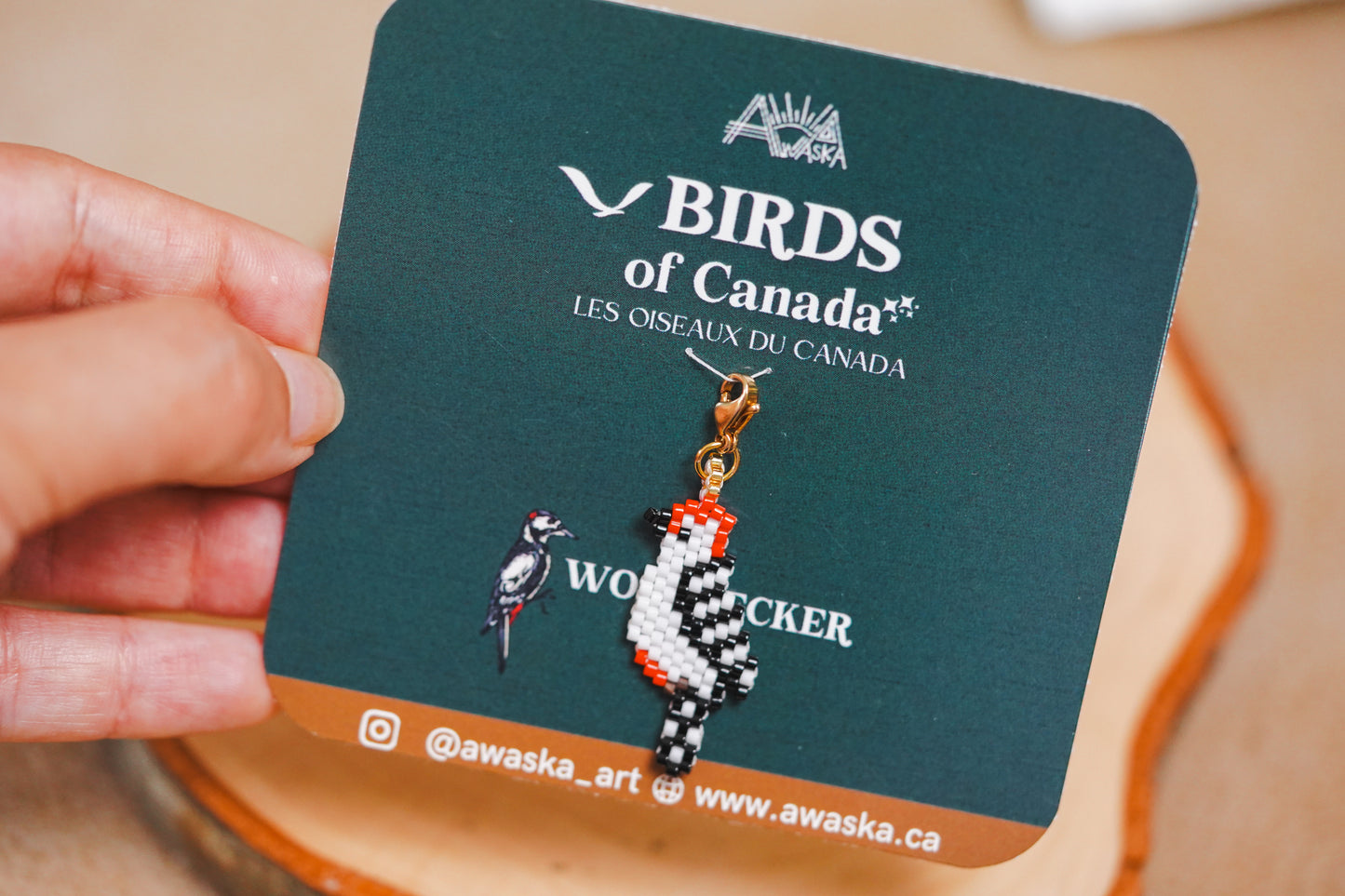 🌟 NEW✨ BEADED  CHARMS ♥️ BIRDS OF CANADA (Medium) ✨ Woodpecker