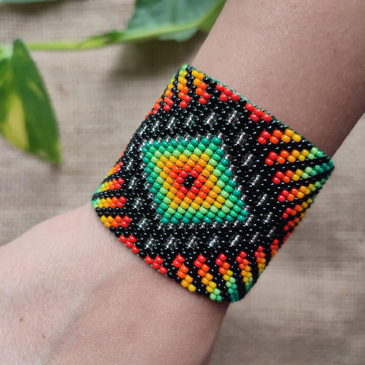 💚🌞🍃 "Jungle's Eye of God" beaded bracelet 💚🌞🍃 - Awaska