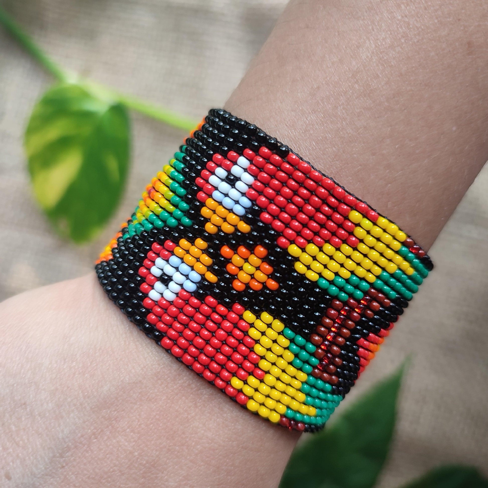 🦜🌞🌈 Double Multicolor Macaw Beaded Bracelet - Red 🦜🌞🌈 - Awaska