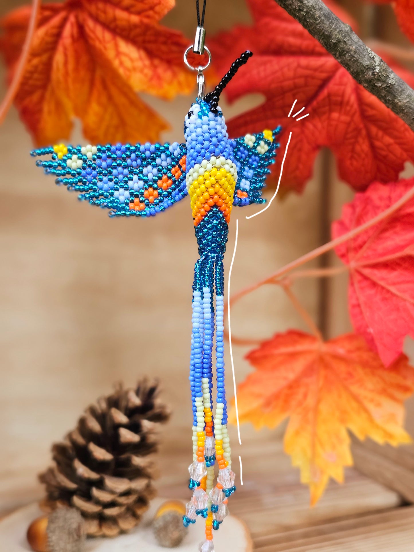 ✨✨🍁 ✨Little humming bird🍂✨3D Beading - Blue/Orange