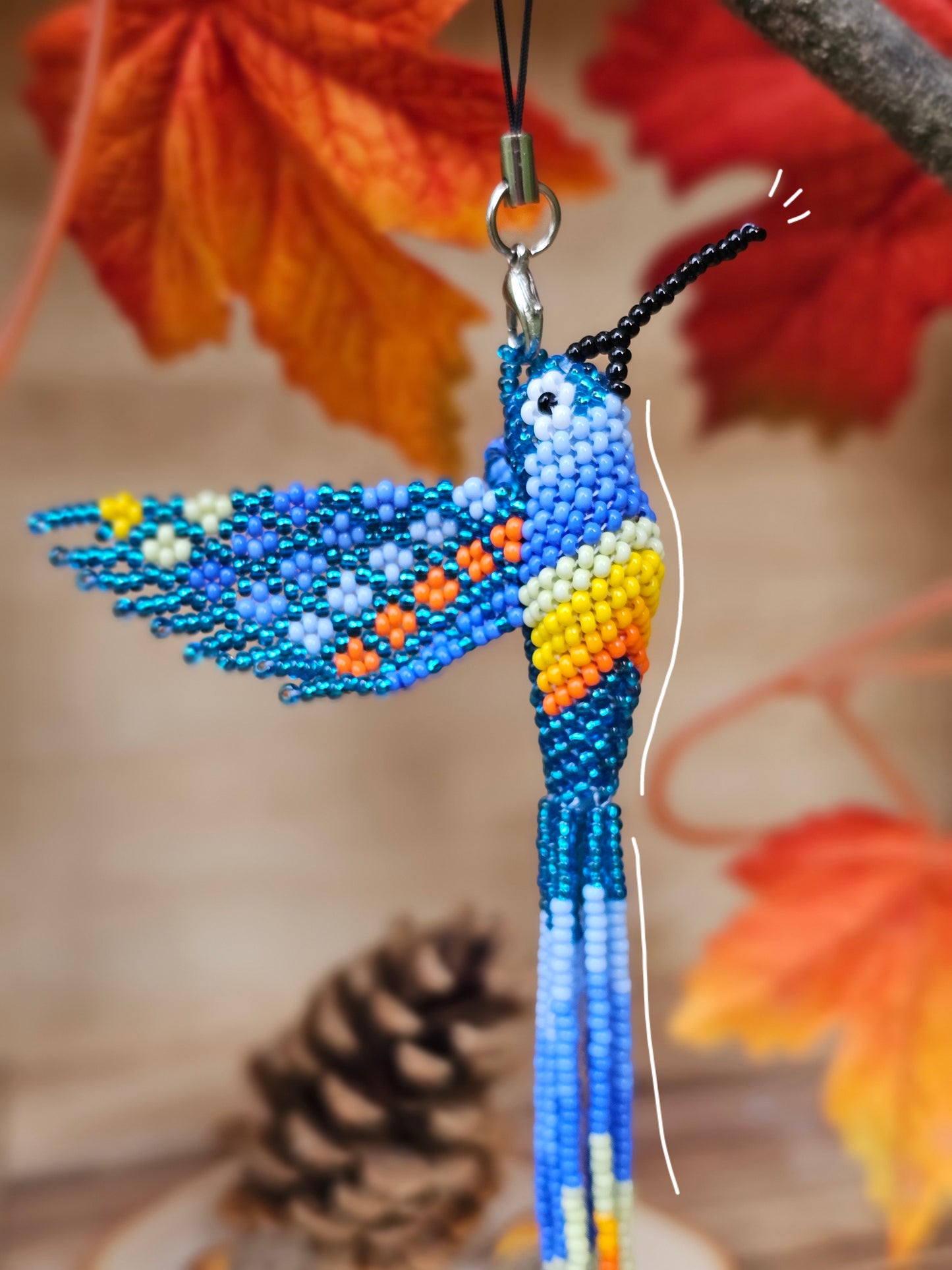 ✨✨🍁 ✨Little humming bird🍂✨3D Beading - Blue/Orange