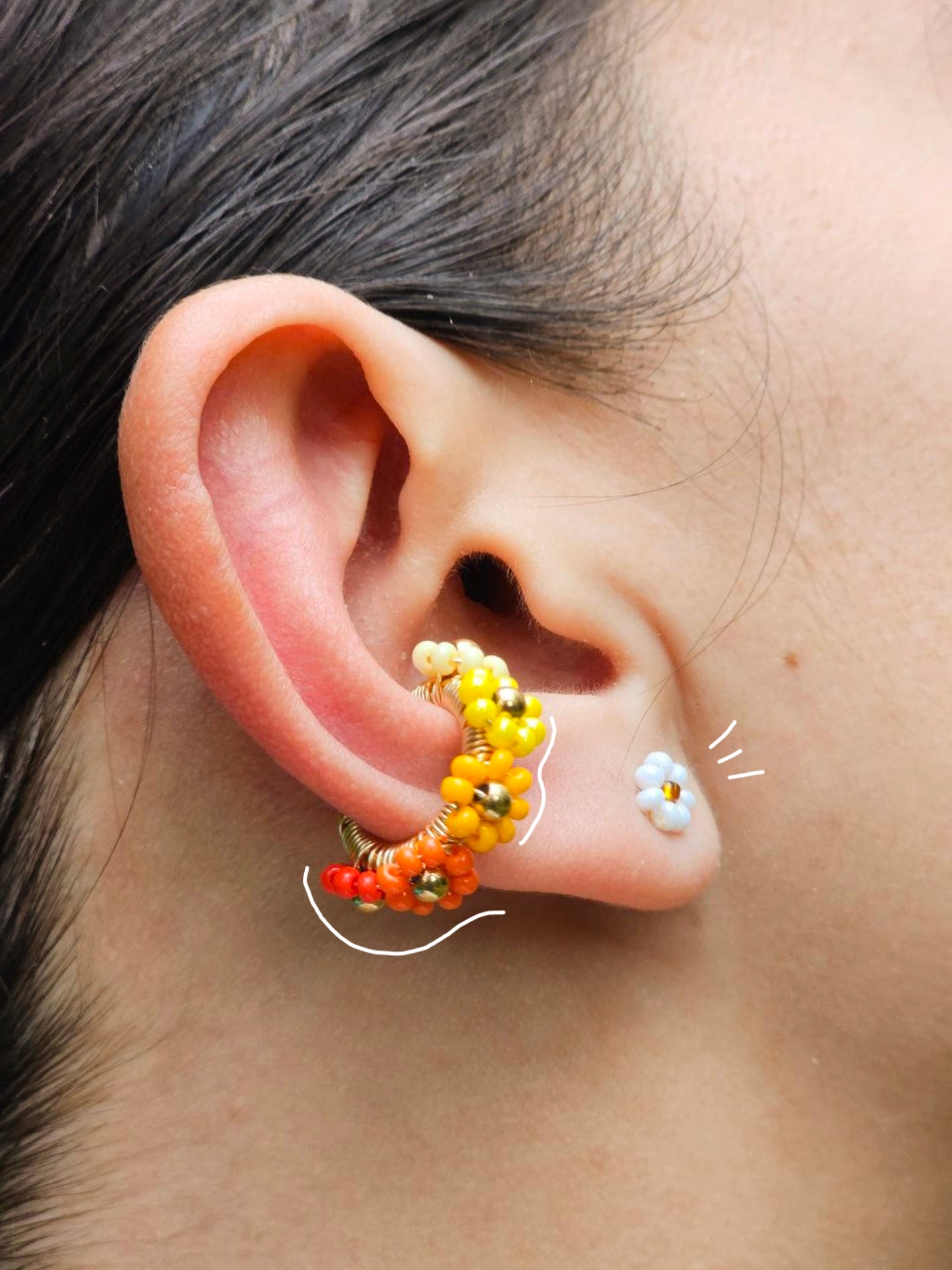 🌼✨🧡Sound of flowers Beaded Ear Cuff - Awaska