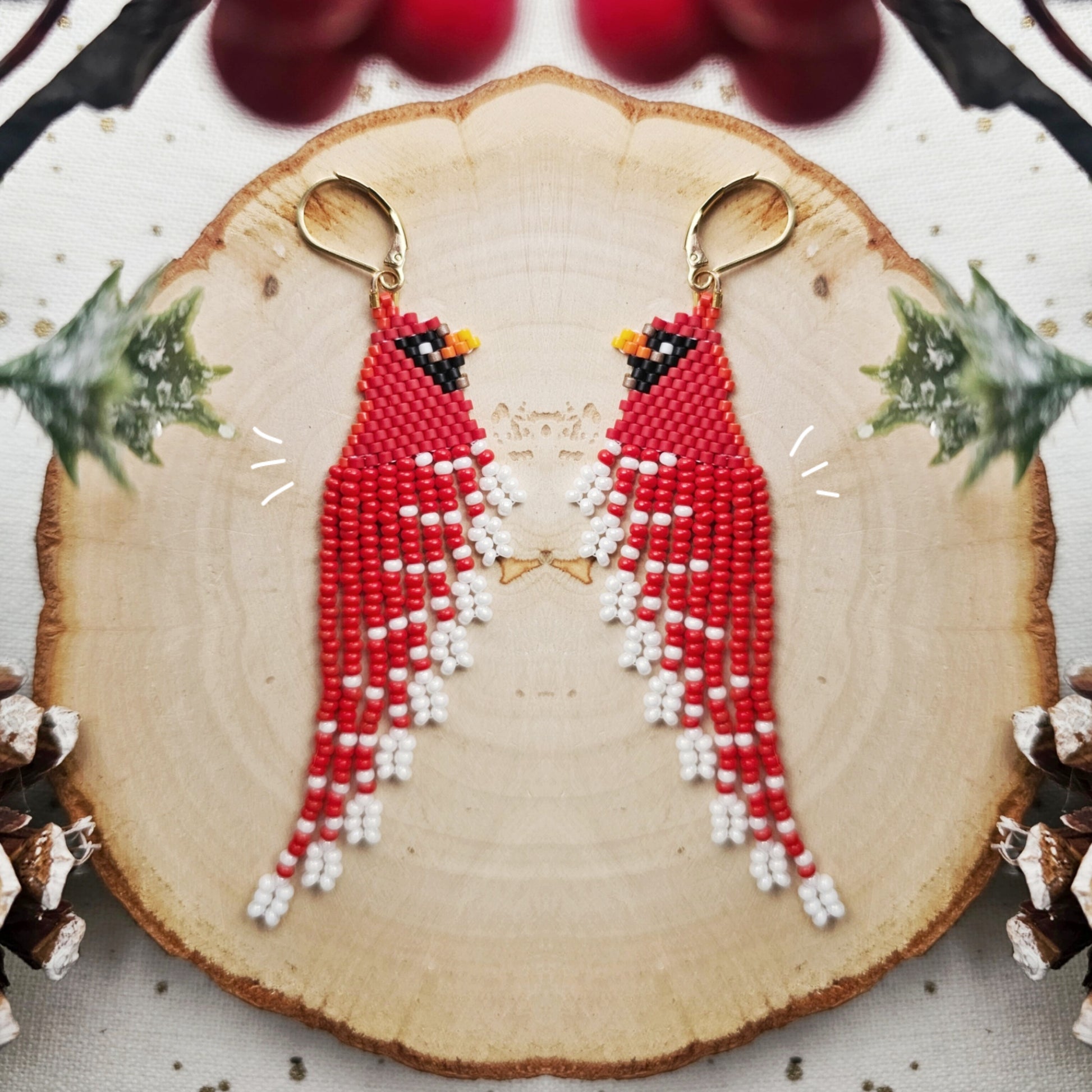 ✨🐦🤍CANADIAN BIRDS COLLECTION ❄️ Northen Cardinal Earrings ❄️ - Awaska