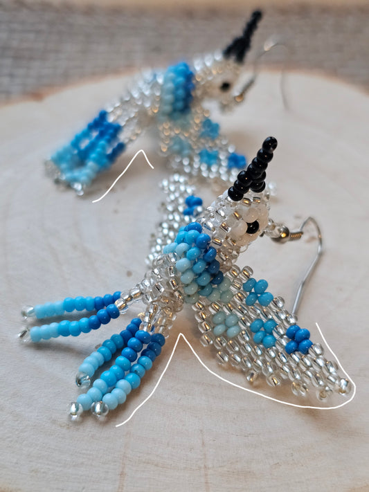 💠✨WINTER SPRING HUMMINGBIRD BEADED EARRINGS ✨💙 - Awaska