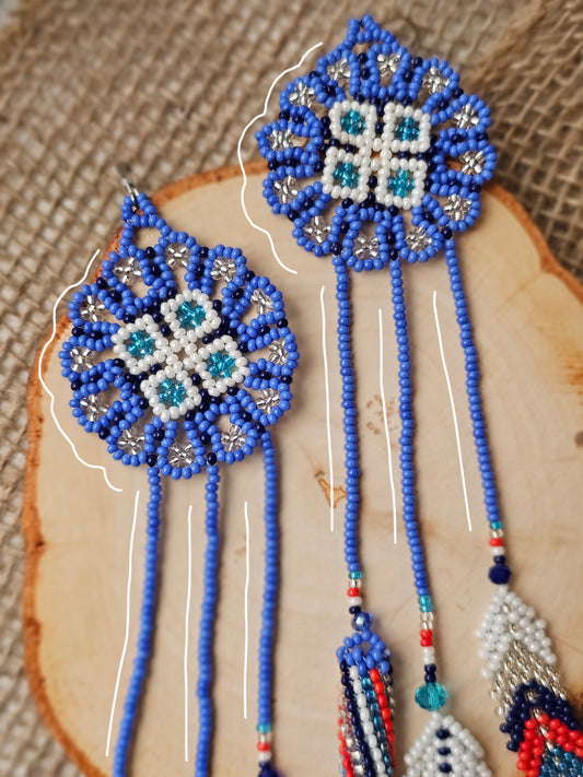 💠✨MAXI FLOWERS BEADED EARRINGS ✨💙 - Awaska