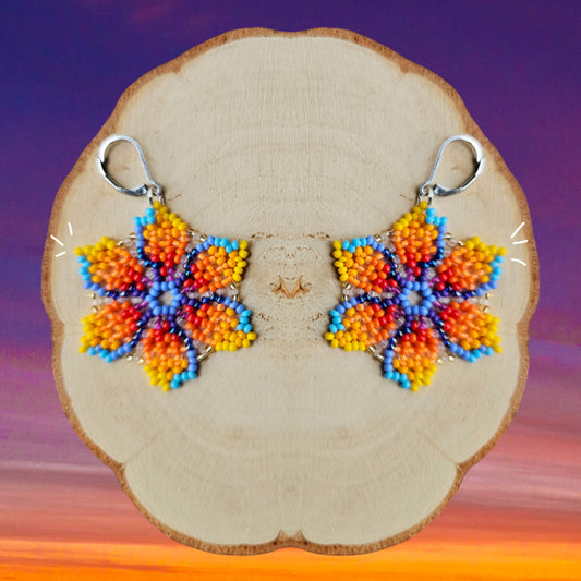 ✨N E W✨🌸 SUNSET FLOWERS 🌸🌄 Beaded Earrings ✨