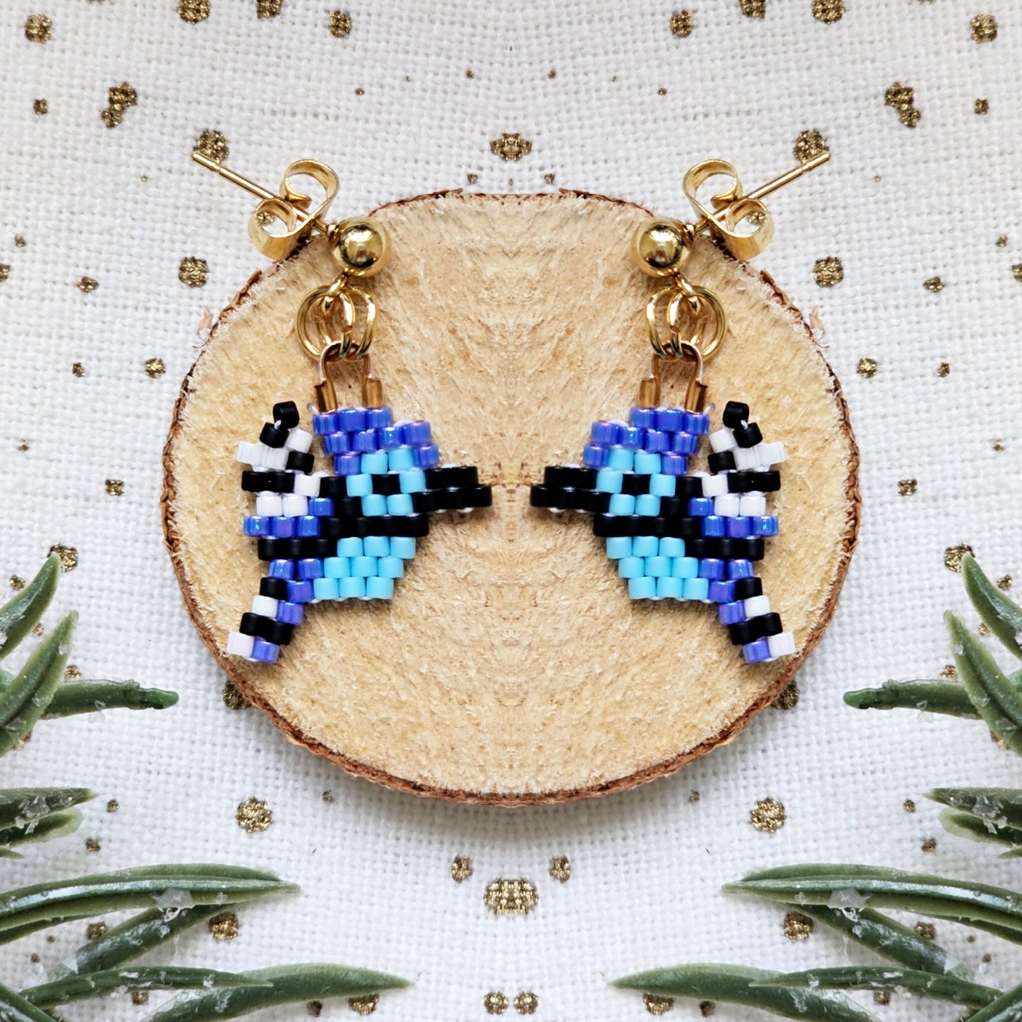 🌟NEW🌟 Mini Bluejay beaded earrings